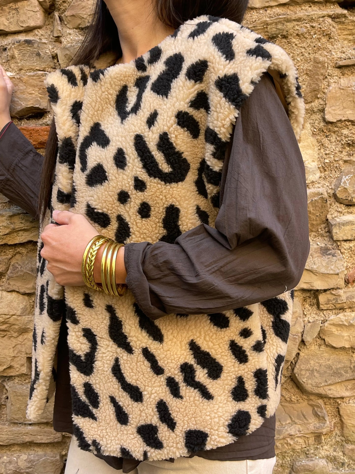 Gilet LÉOPARD - Camel Marguerite