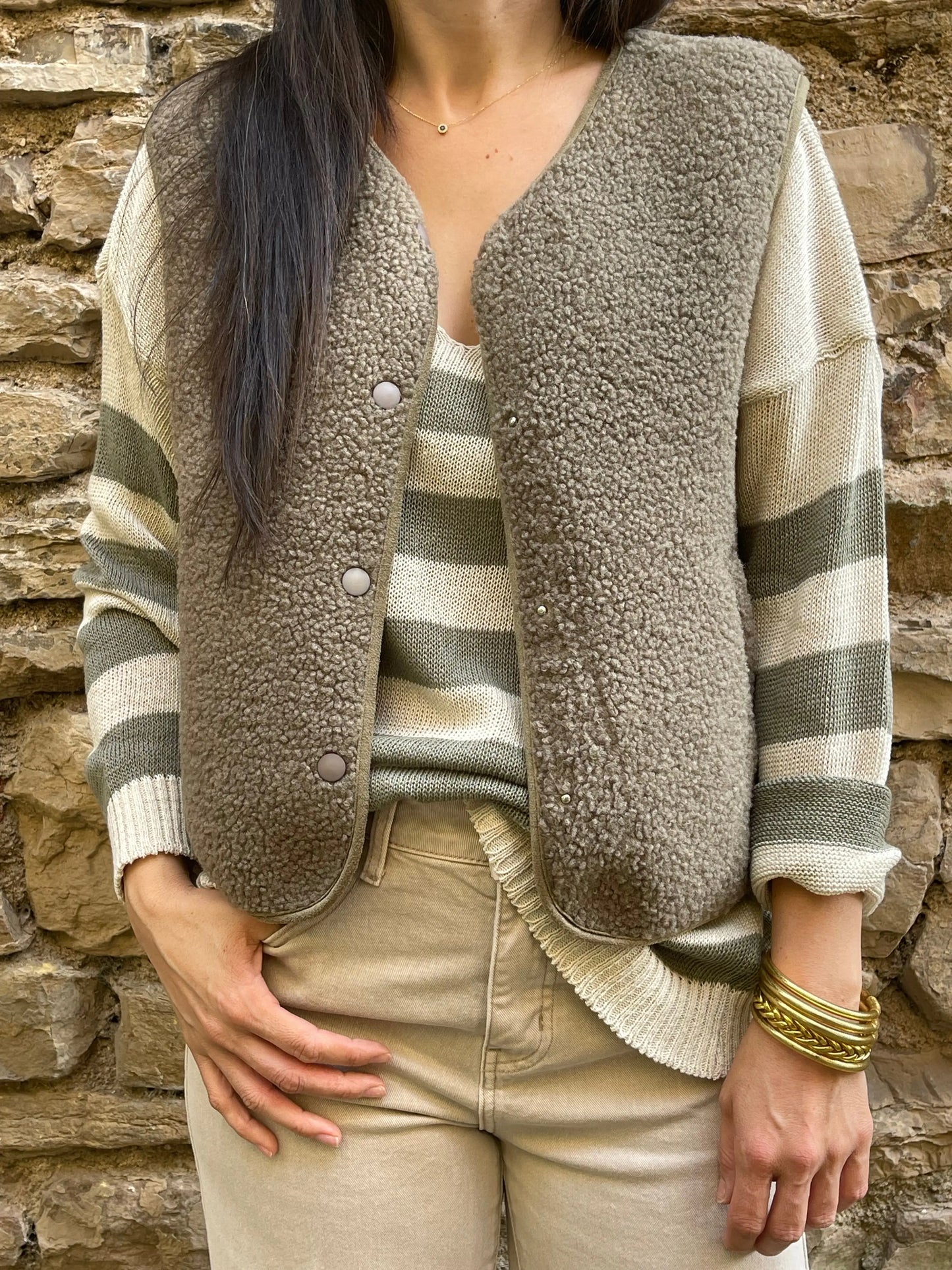 Gilet TEDDY - Kaki Marguerite