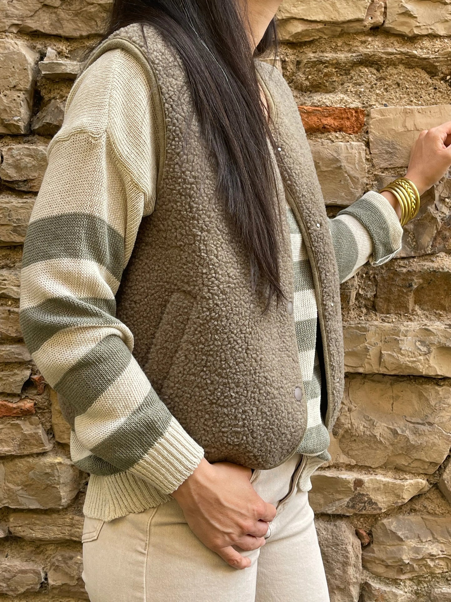 Gilet TEDDY - Kaki Marguerite