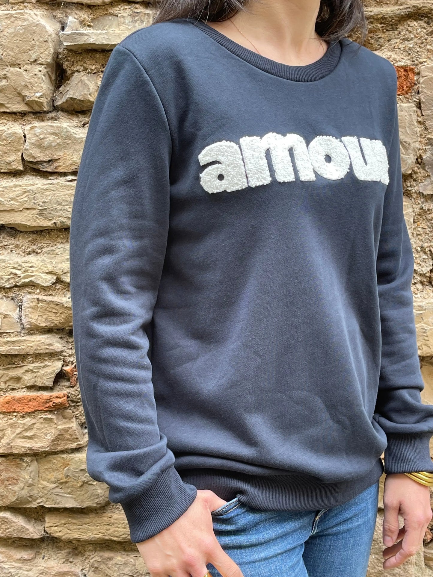 Sweat AMOUR bleu marine Marguerite