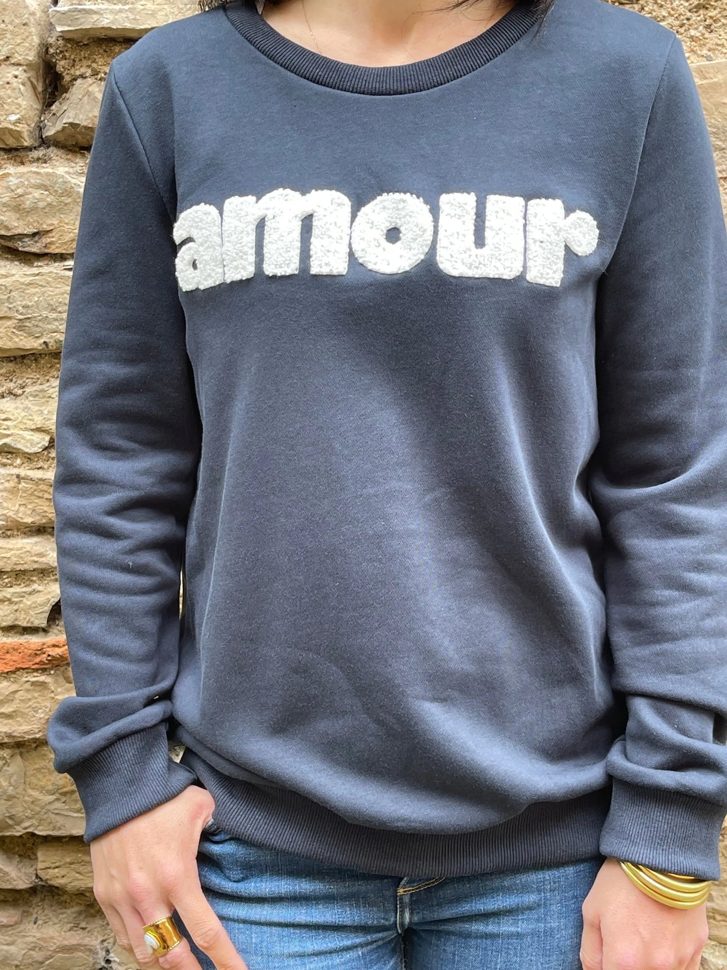 Sweat AMOUR bleu marine Marguerite