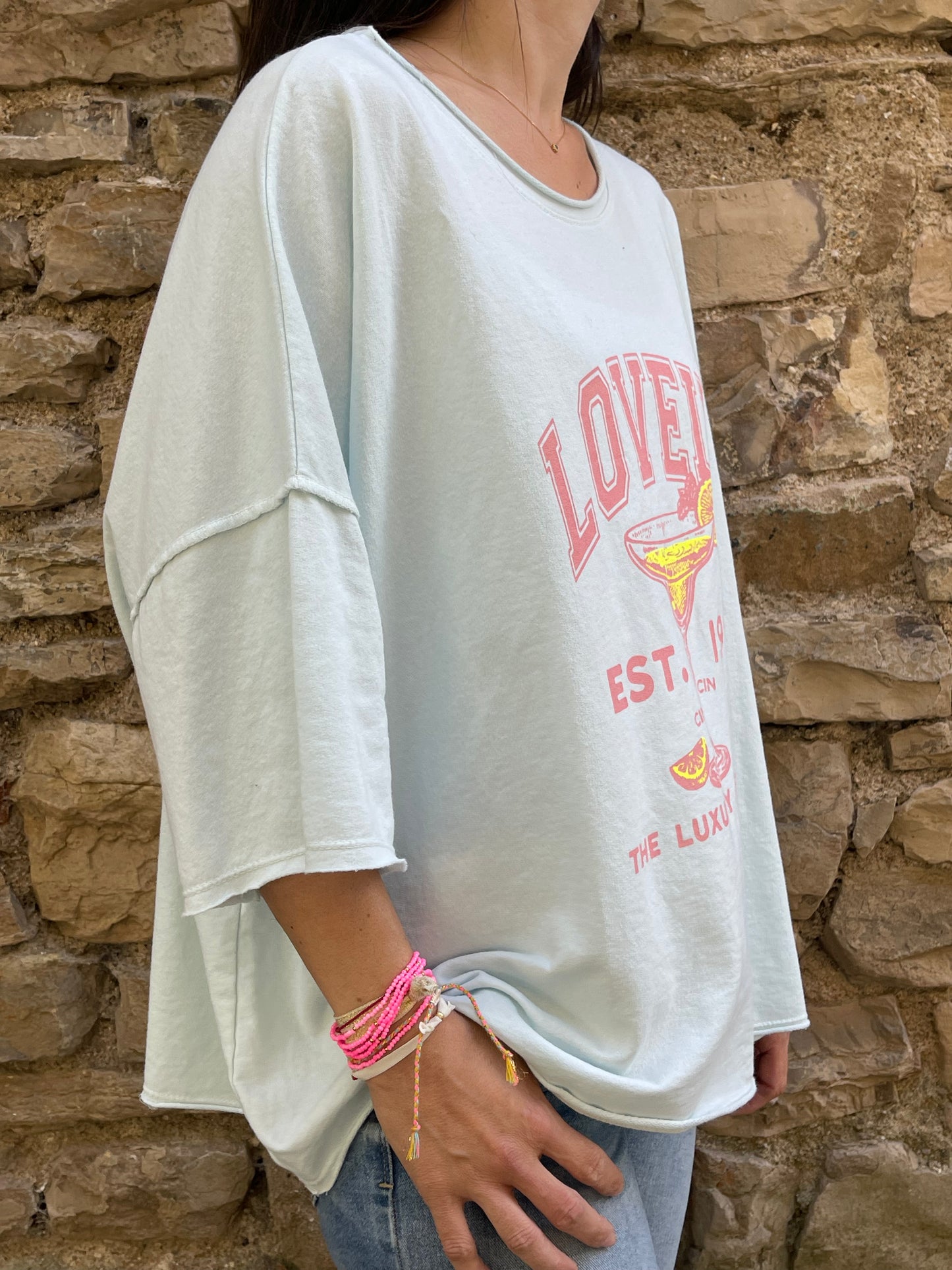 Sweat LOVELY - Bleu ciel Marguerite