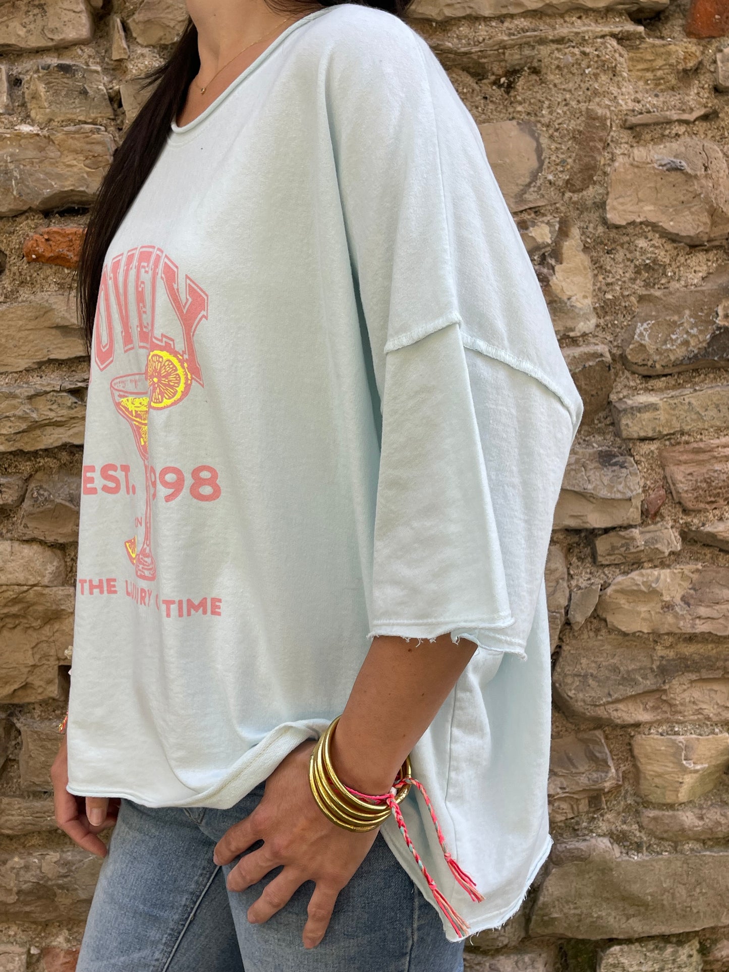 Sweat LOVELY - Bleu ciel Marguerite