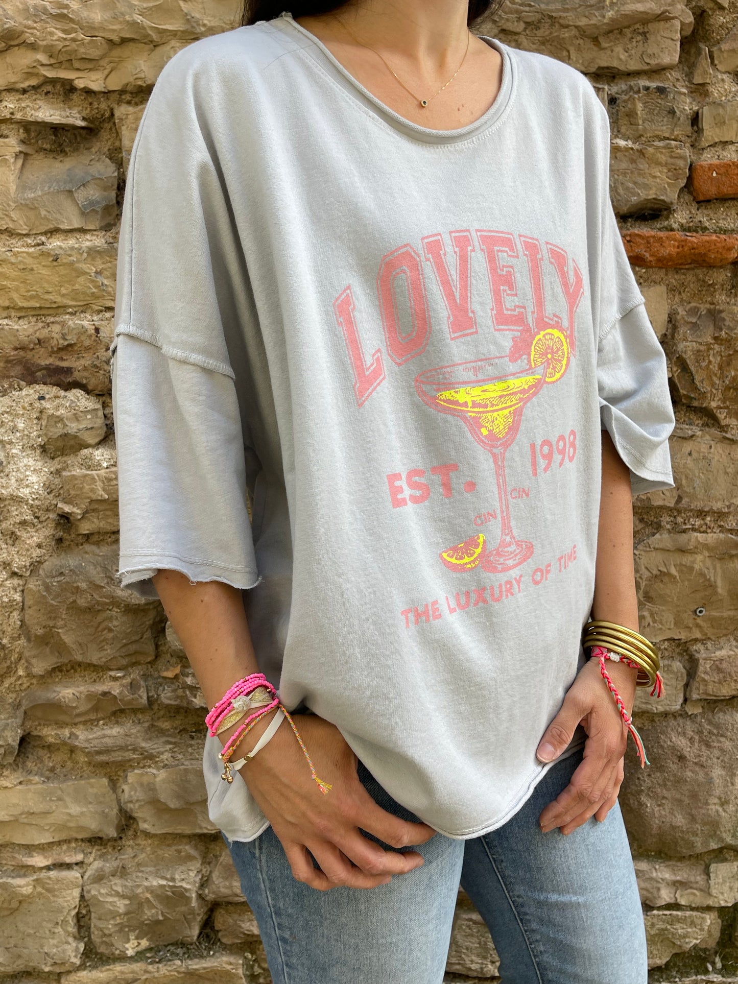 Sweat LOVELY - Gris clair Marguerite