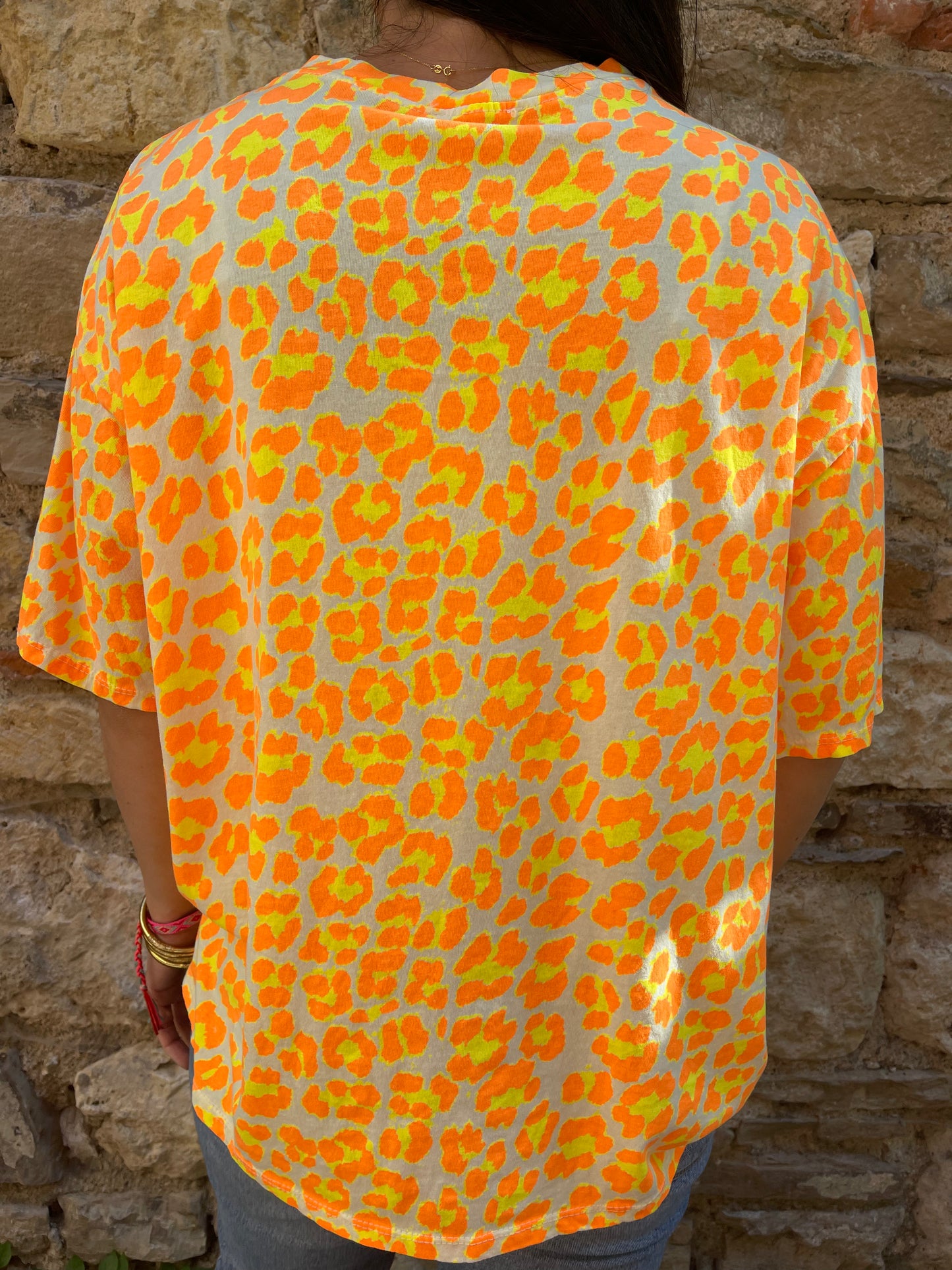 T-shirt LÉOPARD - Orange fluo Marguerite
