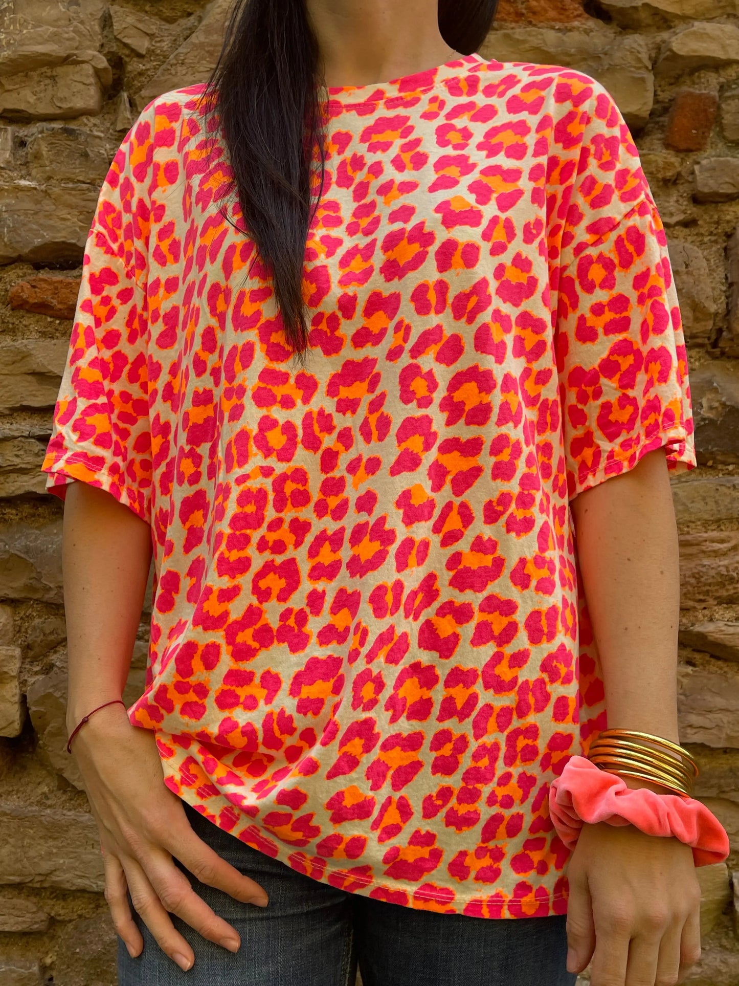 T-shirt LÉOPARD - Rose fluo Marguerite