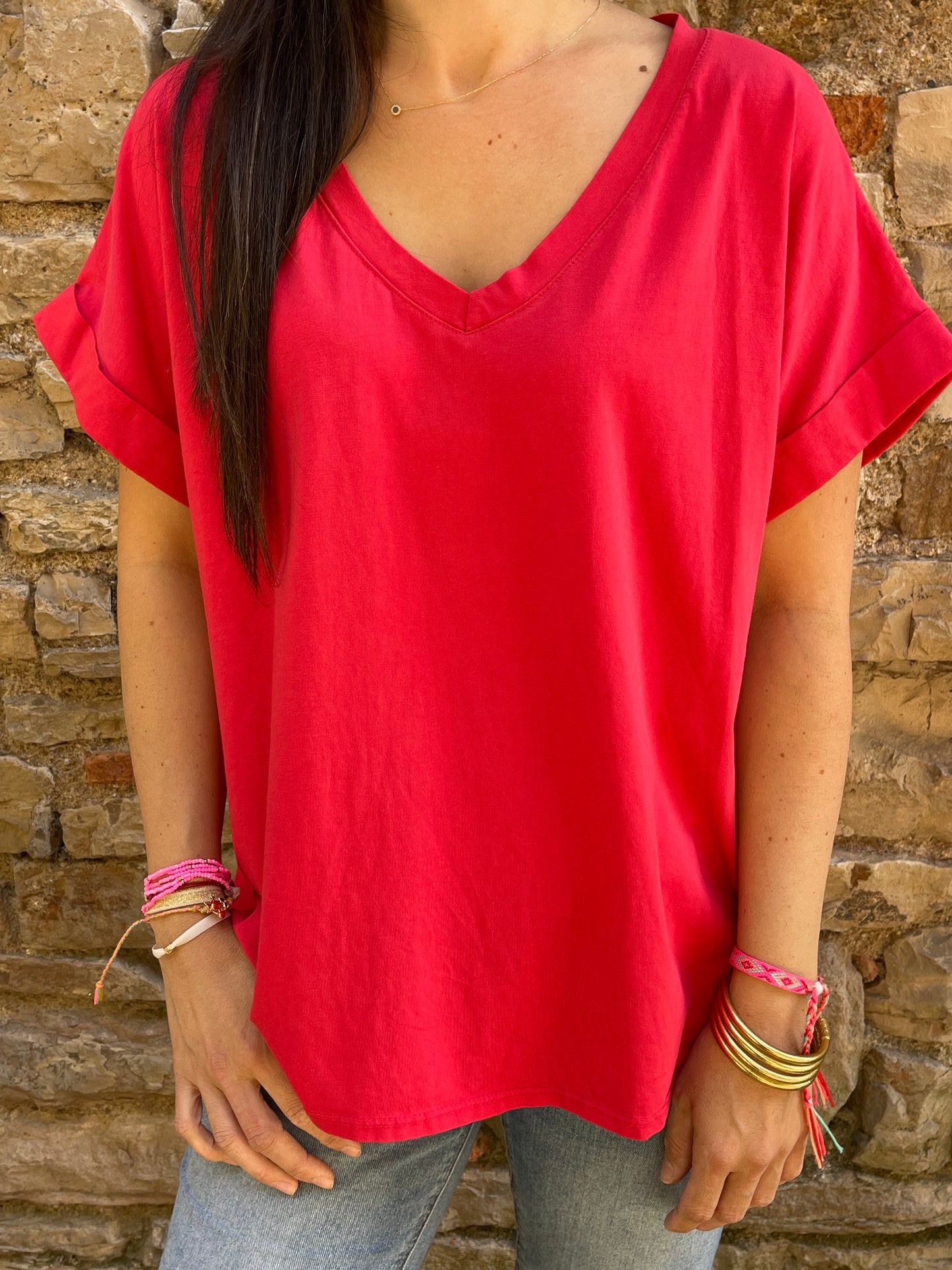 T-shirt SMILE - Rouge Marguerite