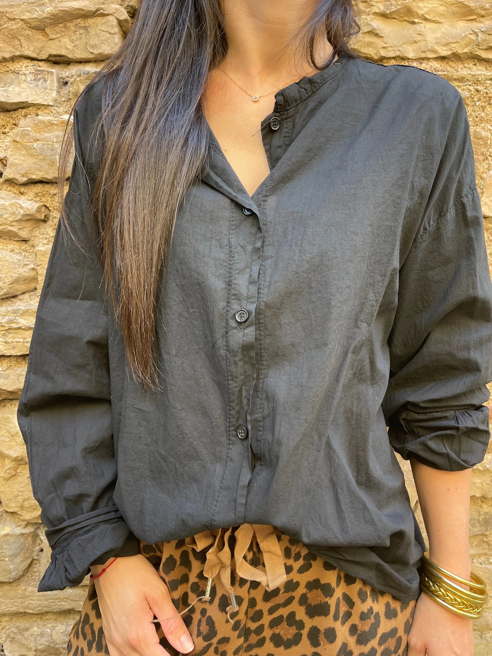 Chemise CAMILLE - Noir Marguerite