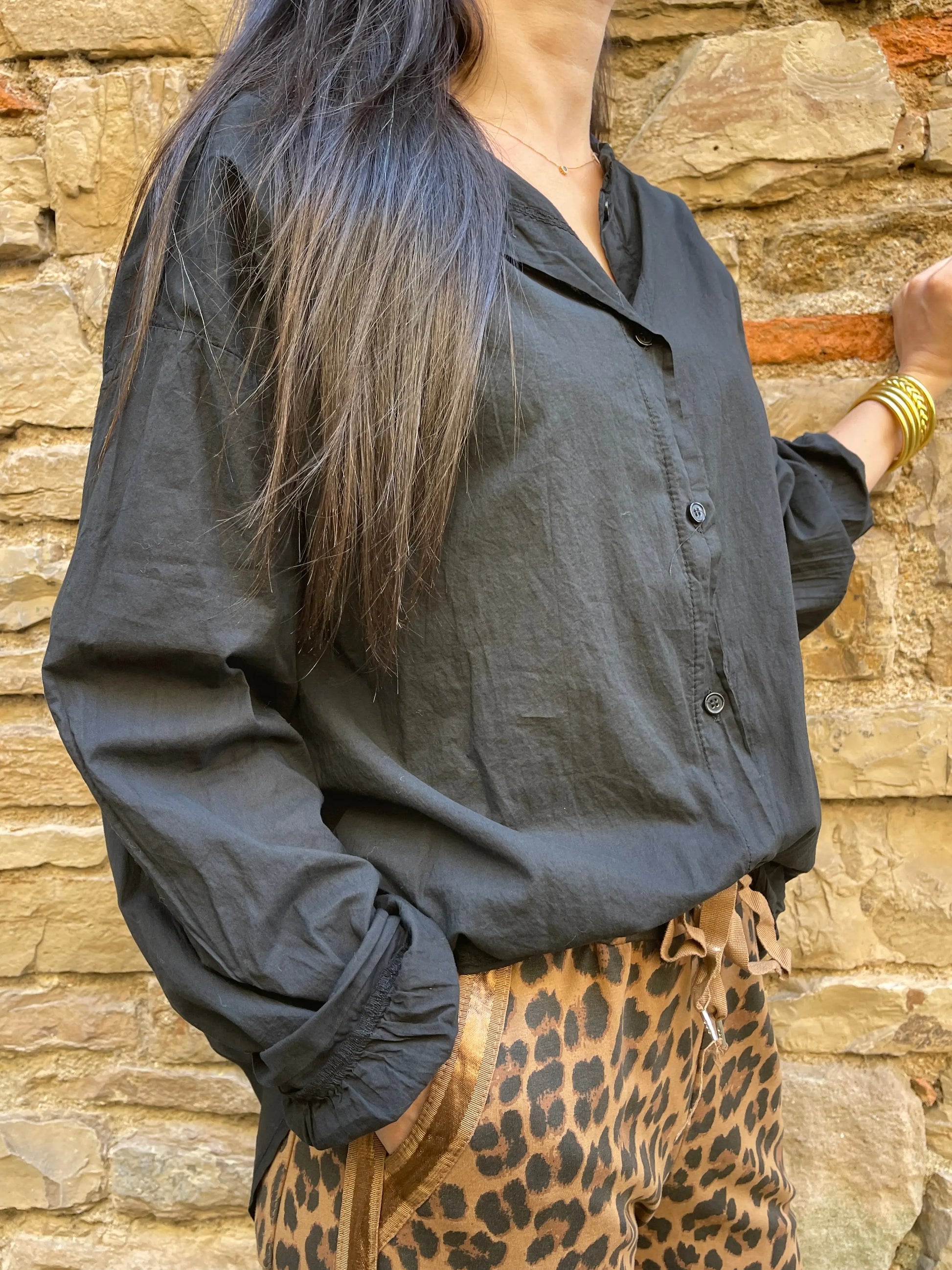 Chemise CAMILLE - Noir Marguerite