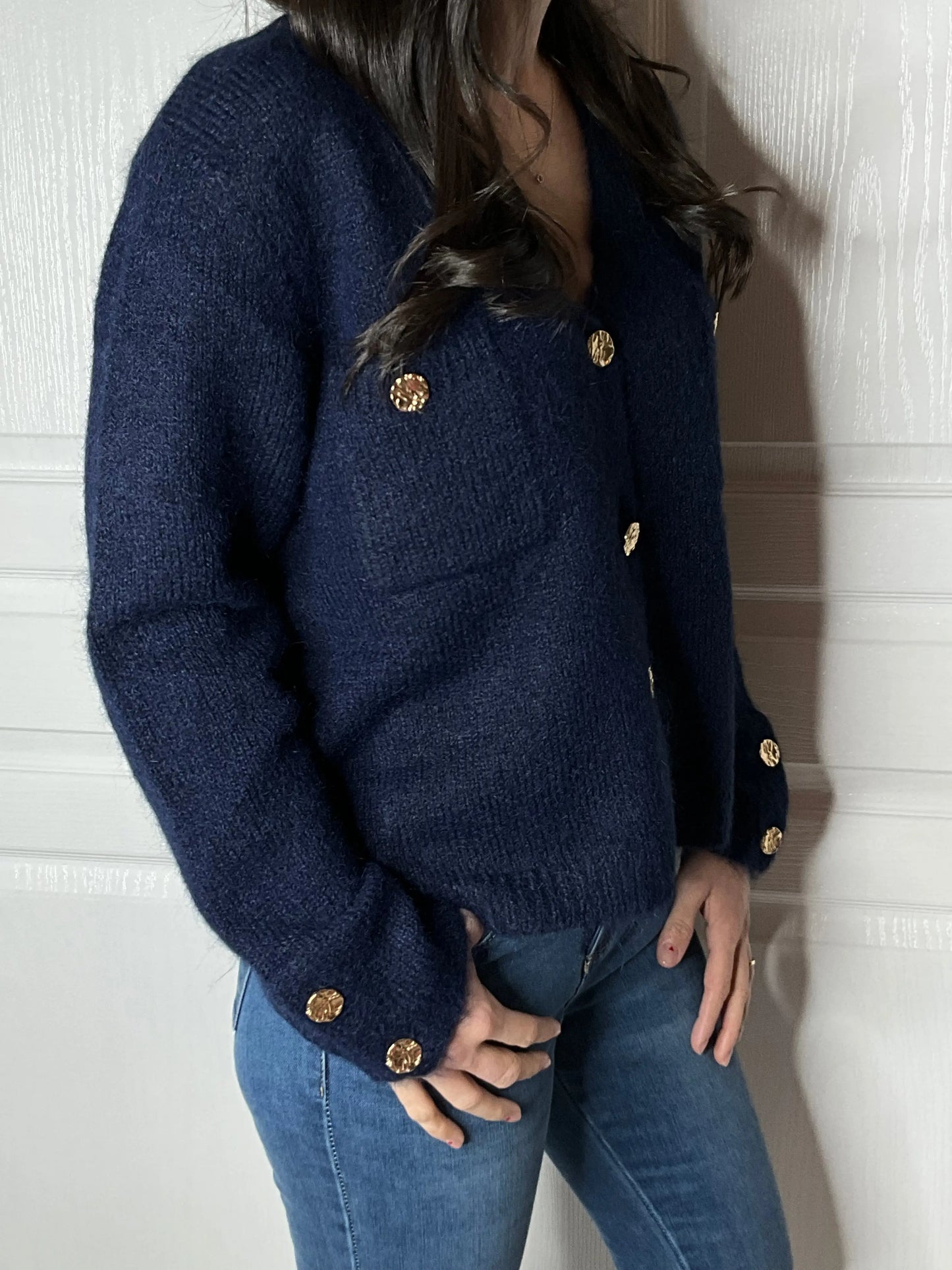 Gilet BIANCA Bleu marine Marguerite