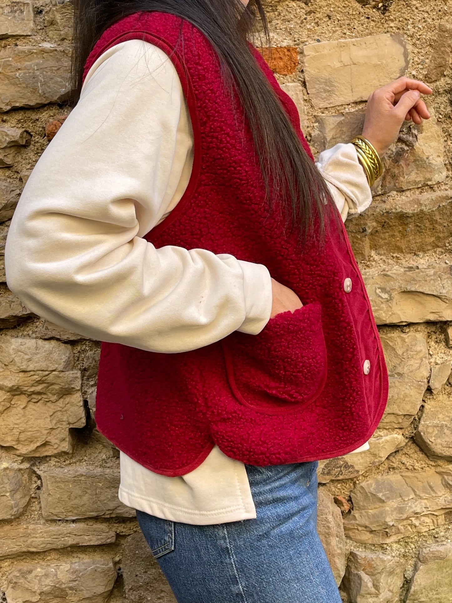 Gilet DOUDOU - Rouge Marguerite