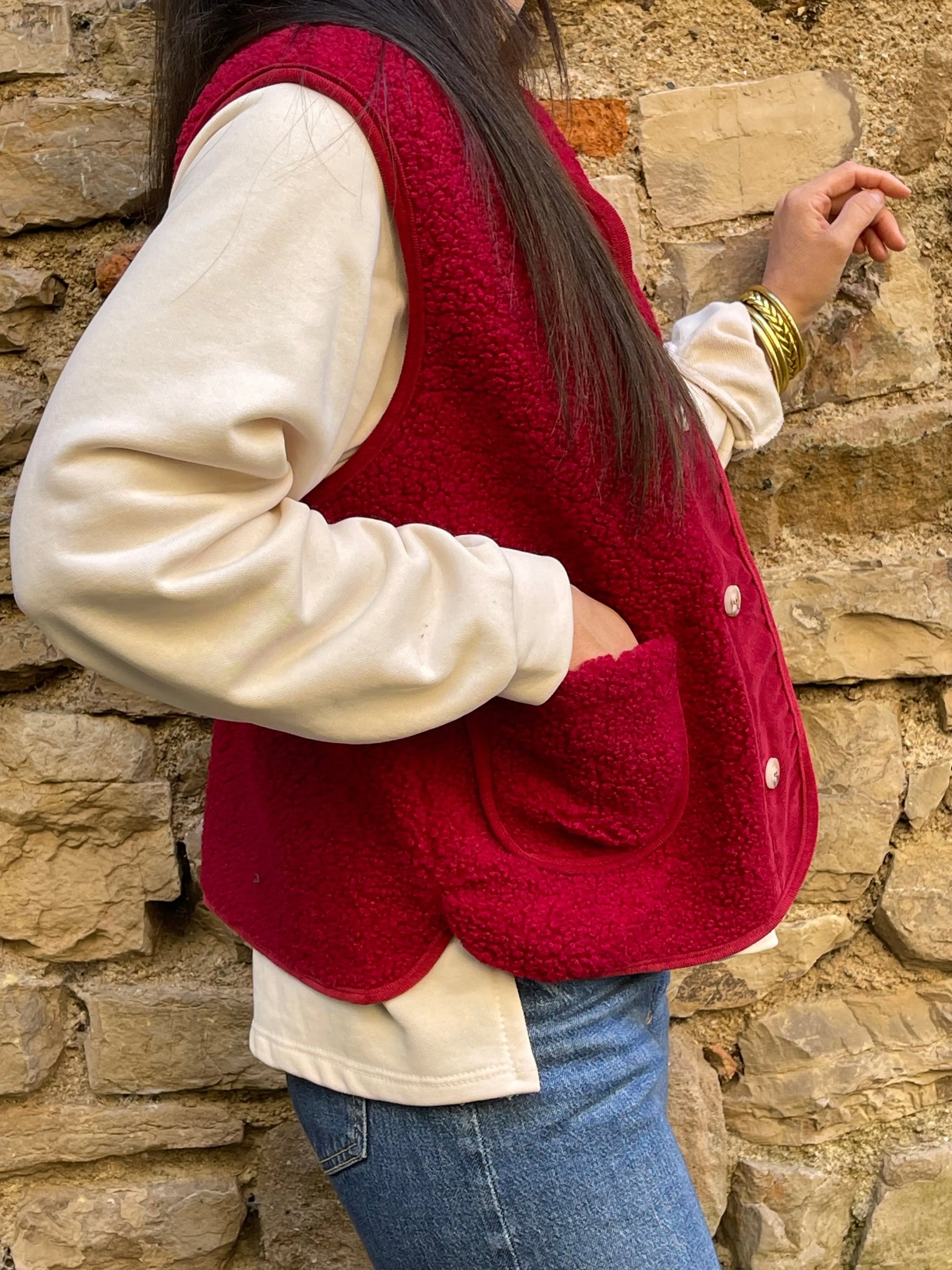Gilet DOUDOU - Rouge Marguerite