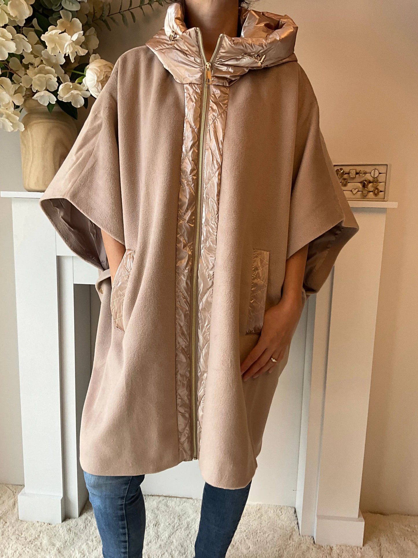 Cape bi-matiere beige 