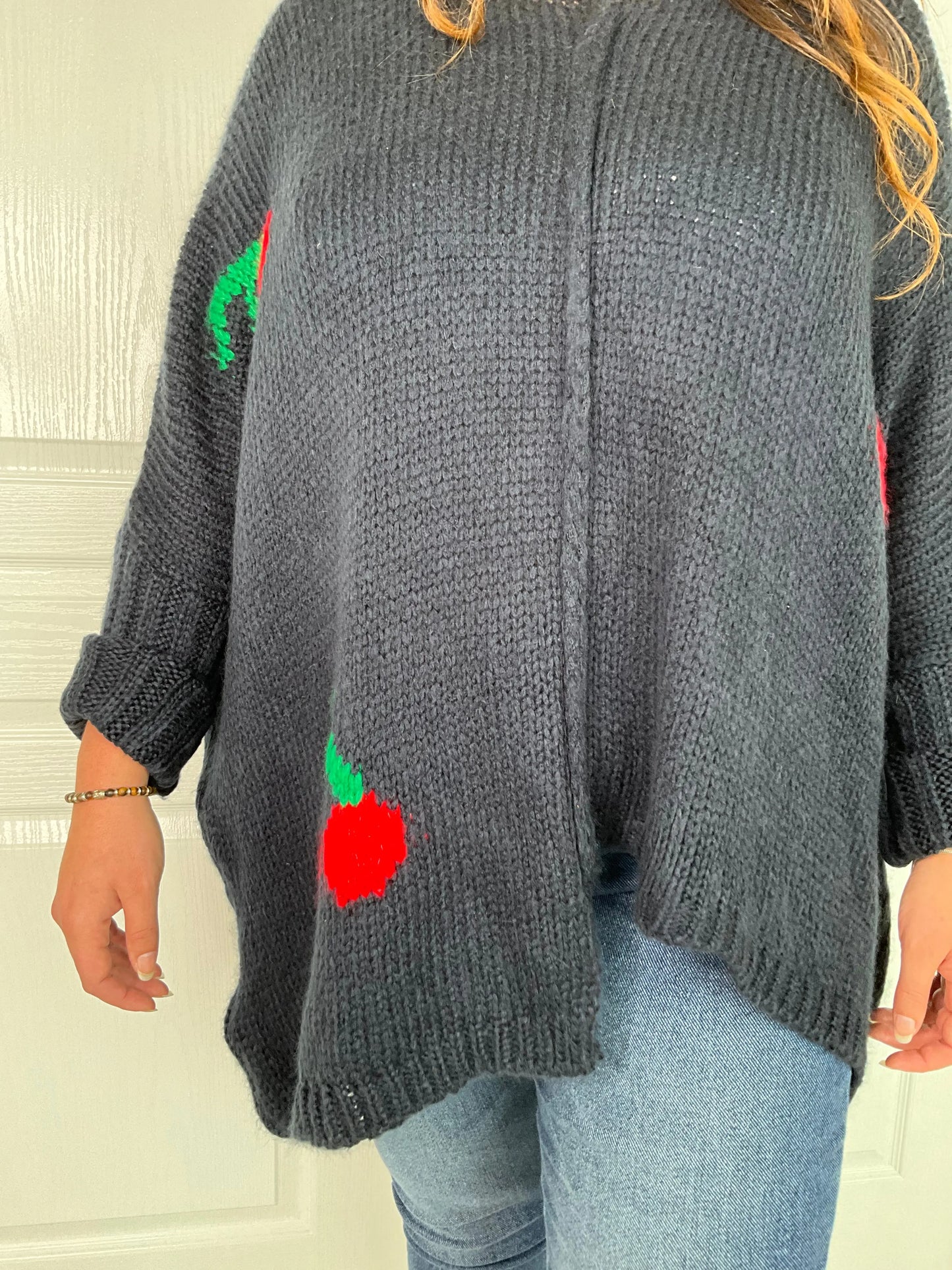 Pull CERISE - Bleu marine Marguerite