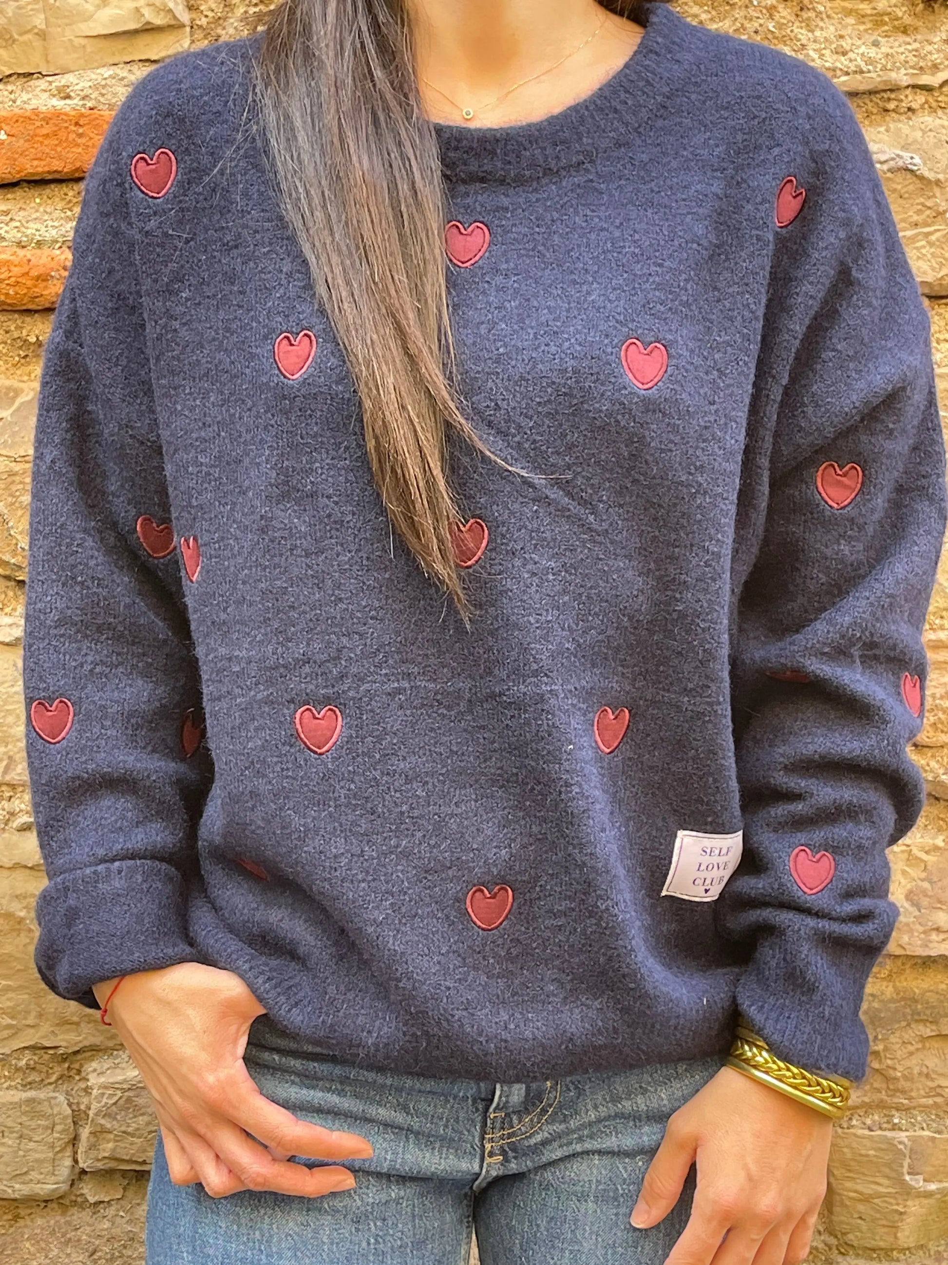 Pull COEUR - Bleu marine Marguerite