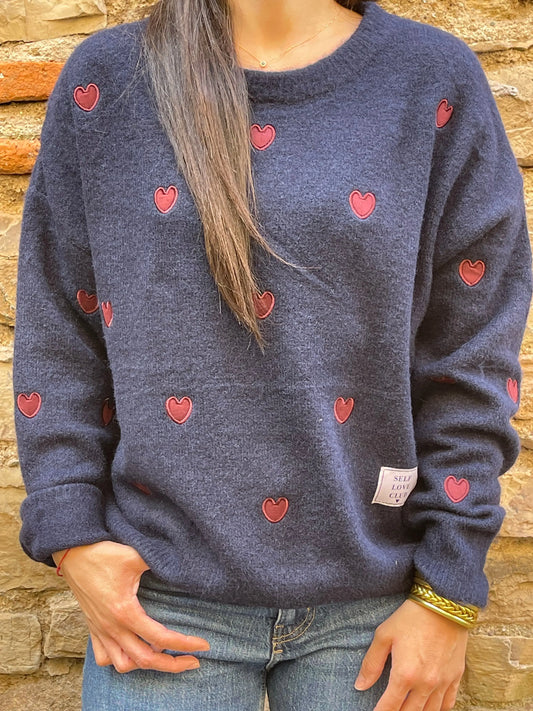 Pull COEUR - Bleu marine Marguerite