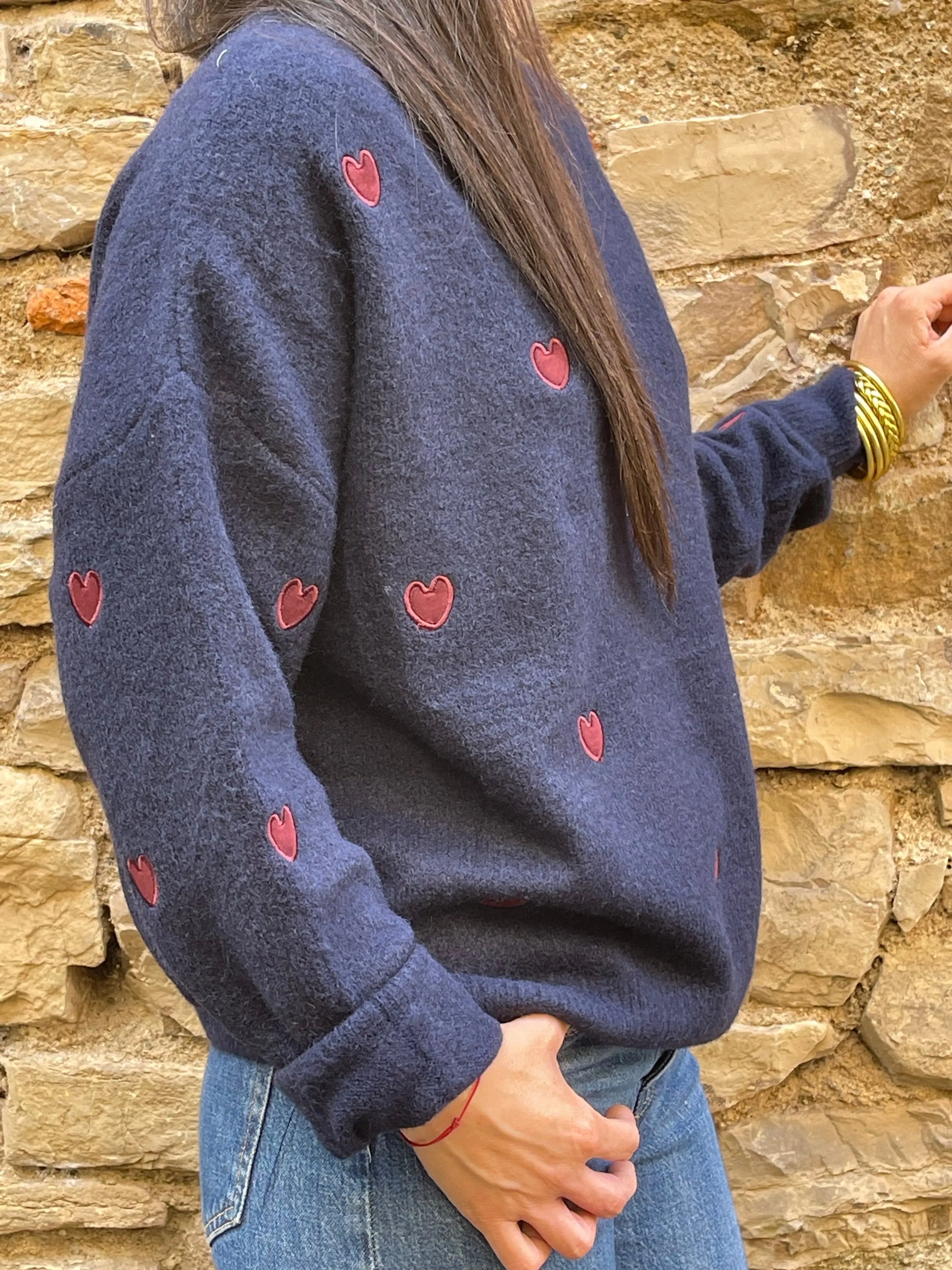 Pull COEUR - Bleu marine Marguerite