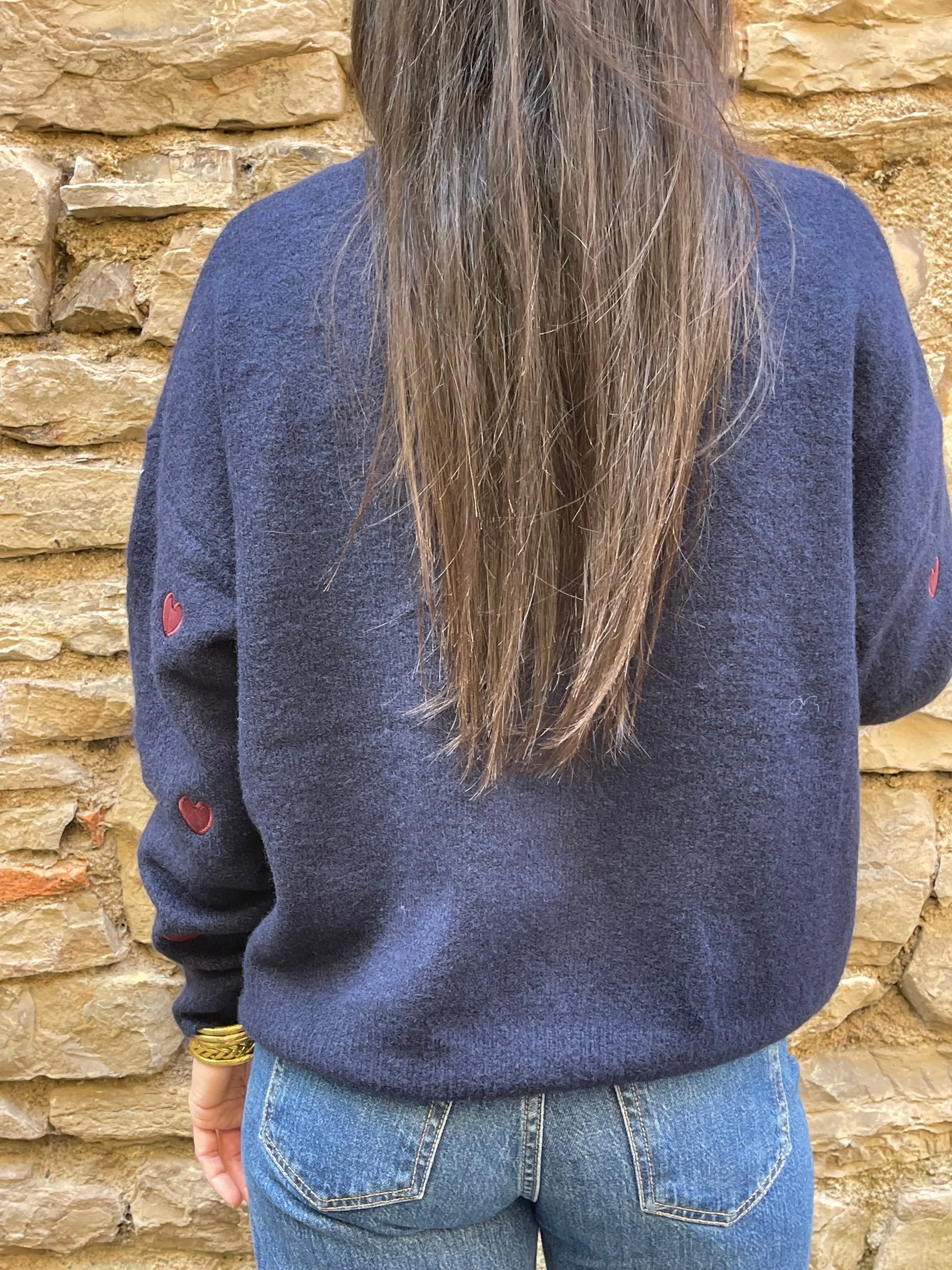 Pull COEUR - Bleu marine Marguerite