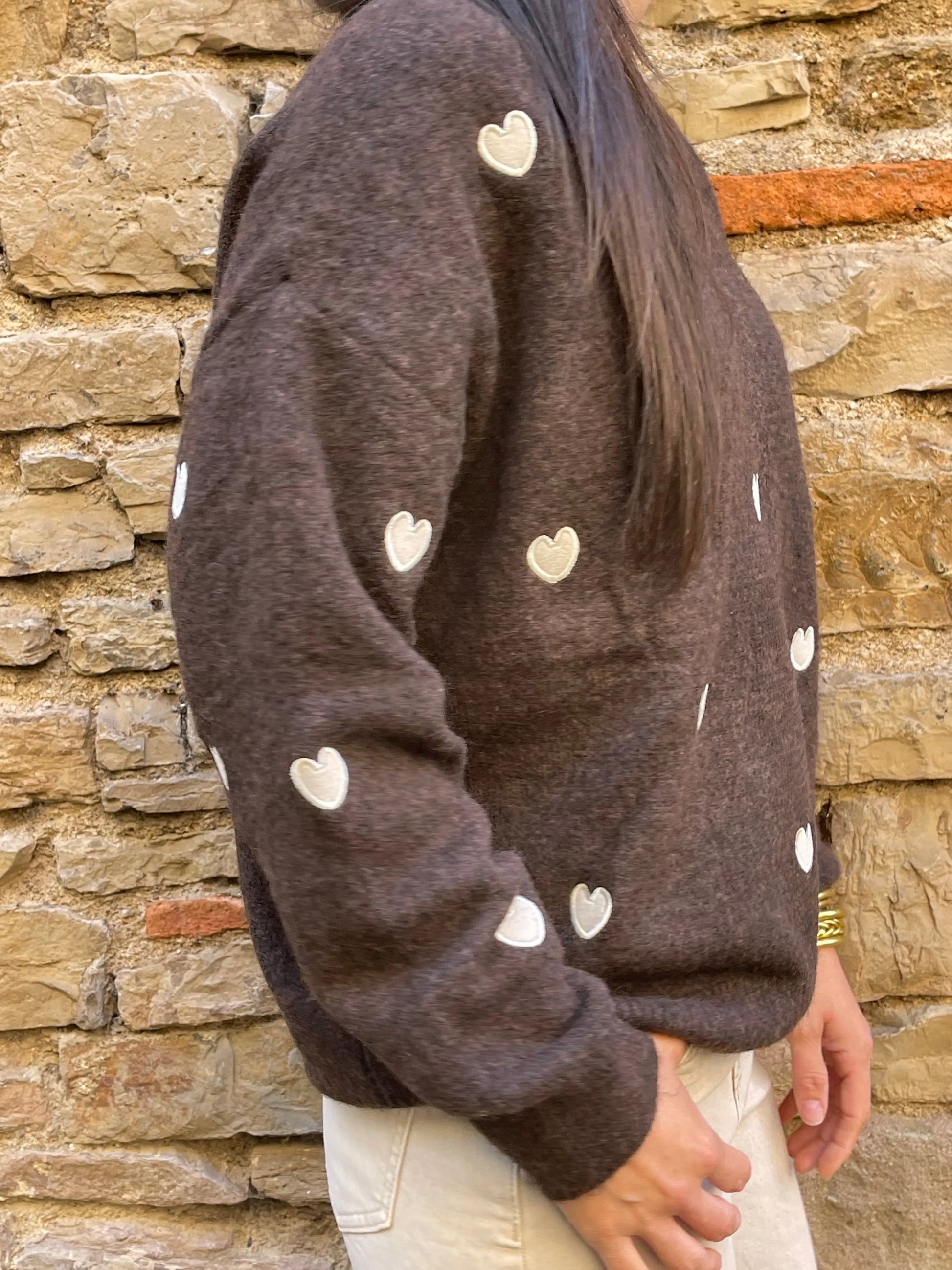 Pull COEUR - Marron Marguerite