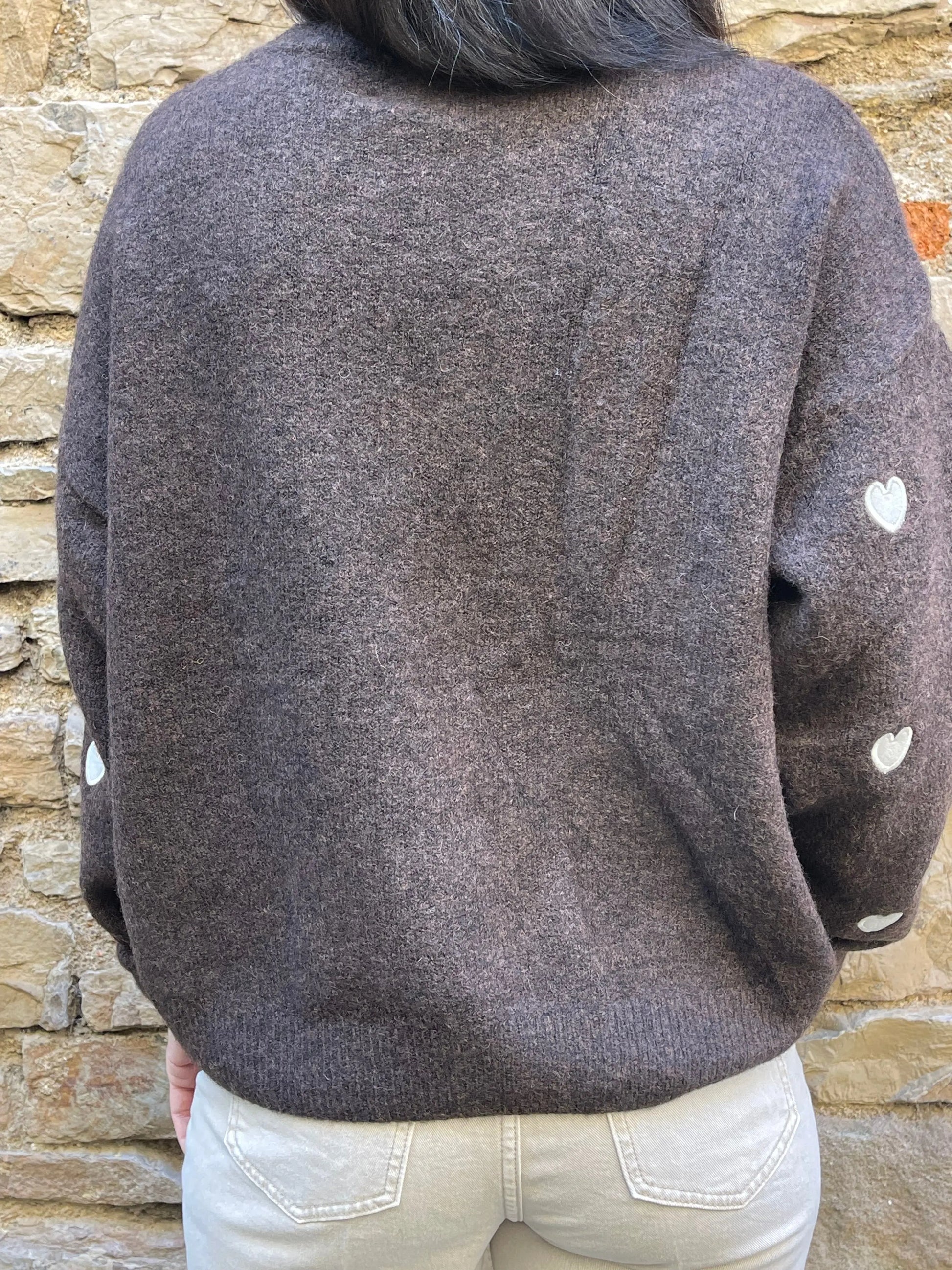 Pull COEUR - Marron Marguerite