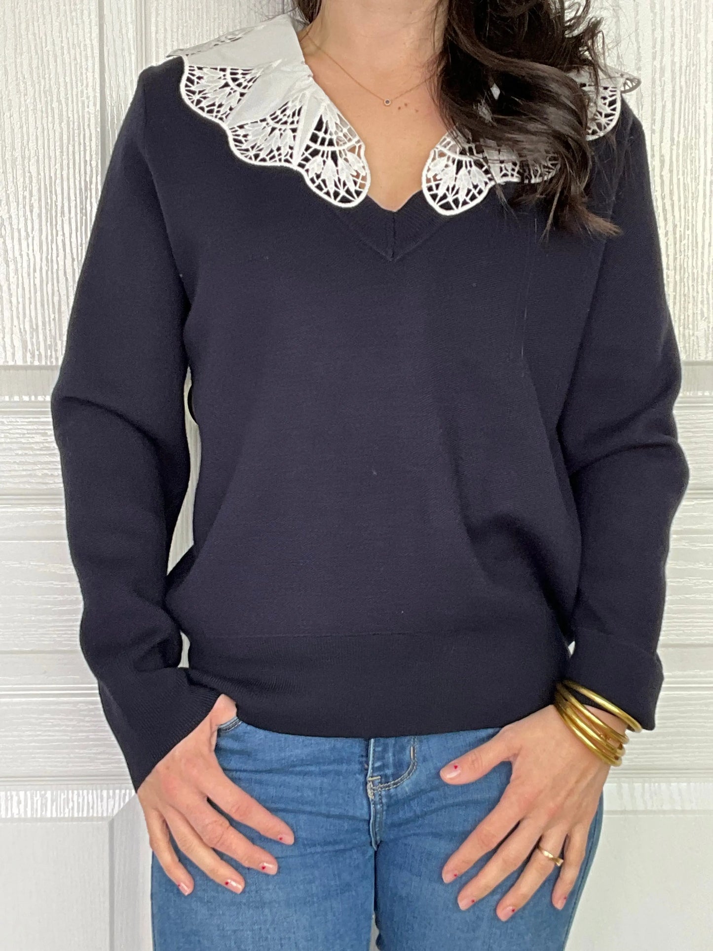 Pull JUDITH Bleu marine Marguerite