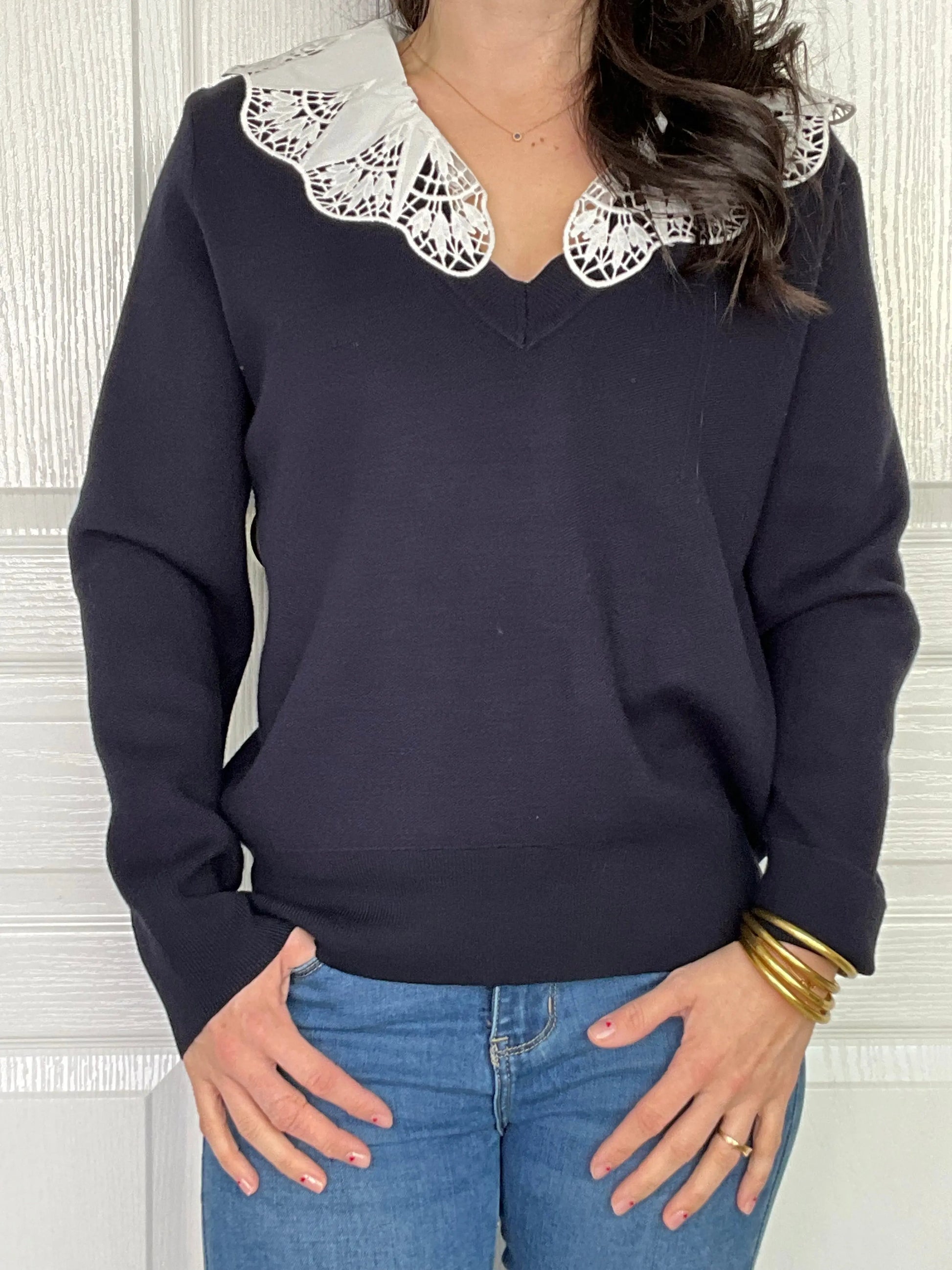 Pull JUDITH Bleu marine Marguerite