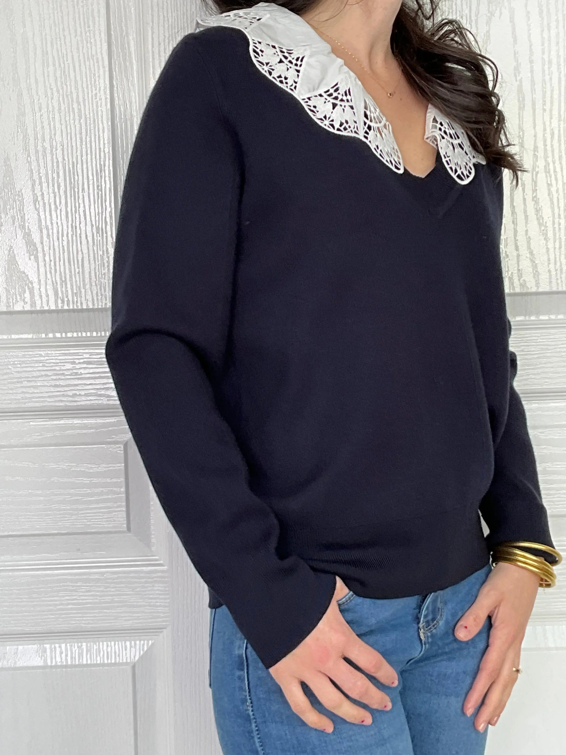 Pull JUDITH Bleu marine Marguerite