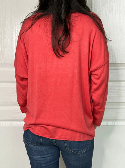 Pull LIFE - Rouge clair Marguerite