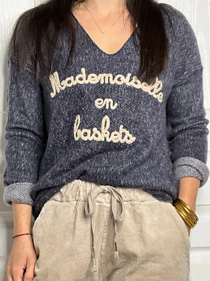 Pull MADEMOISELLE - Bleu marine Marguerite