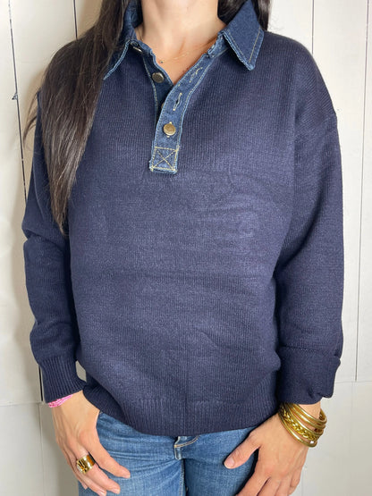 Pull NINI - Bleu marine Marguerite
