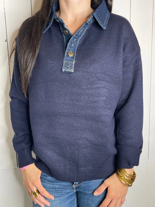 Pull NINI - Bleu marine Marguerite