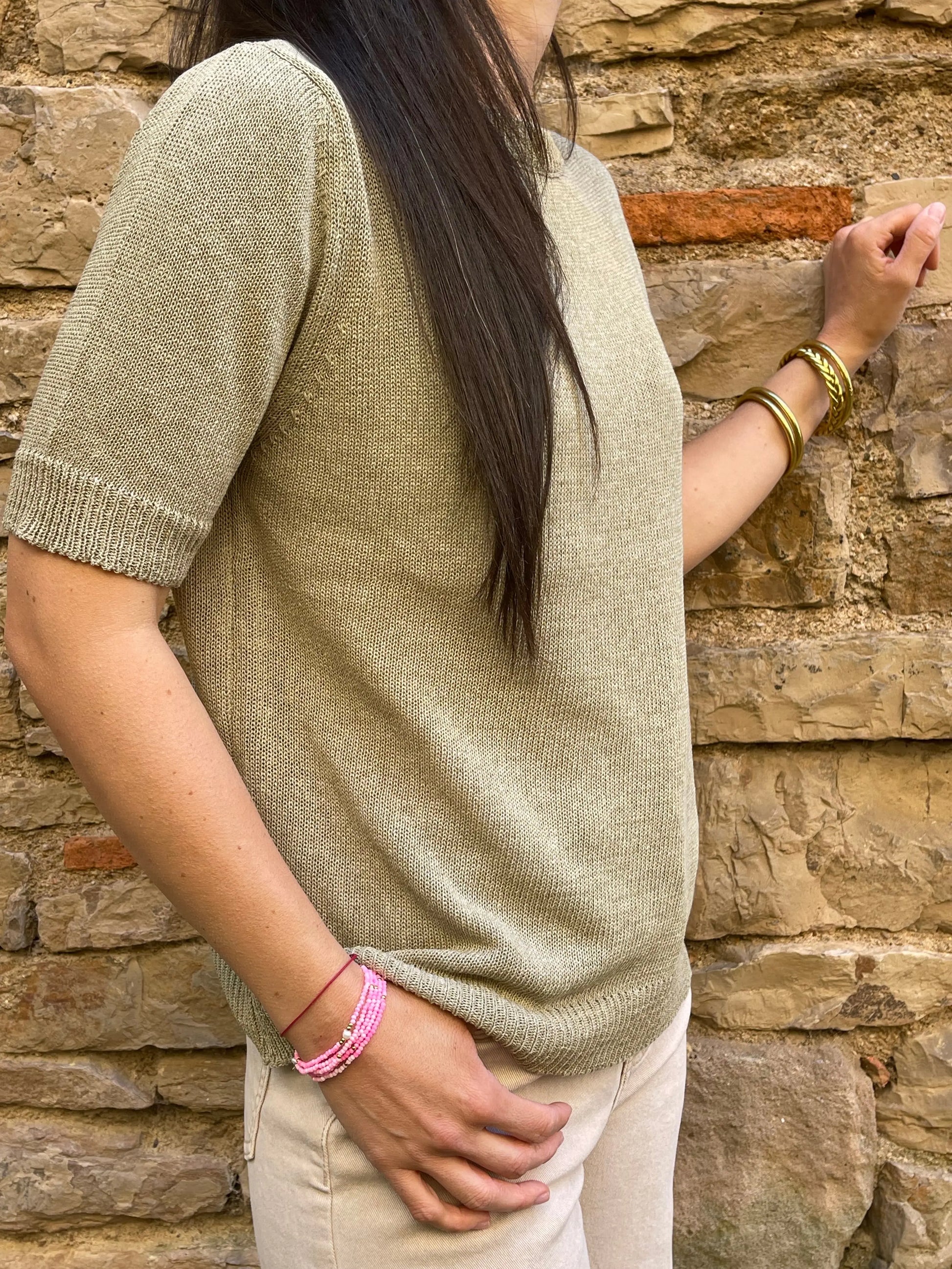 Pull PAULA - Kaki Marguerite