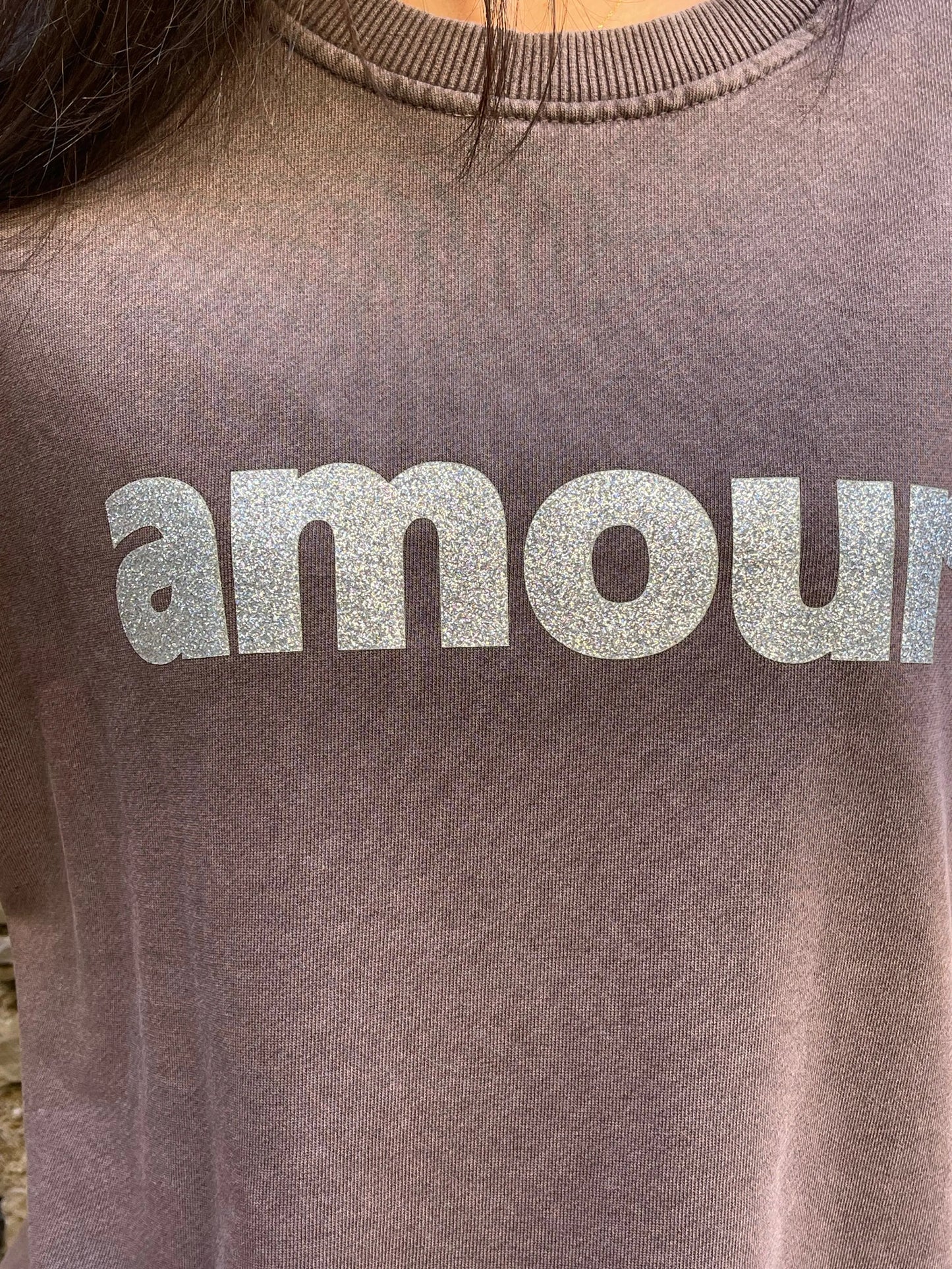 Sweat AMOUR - Violet délavé Marguerite