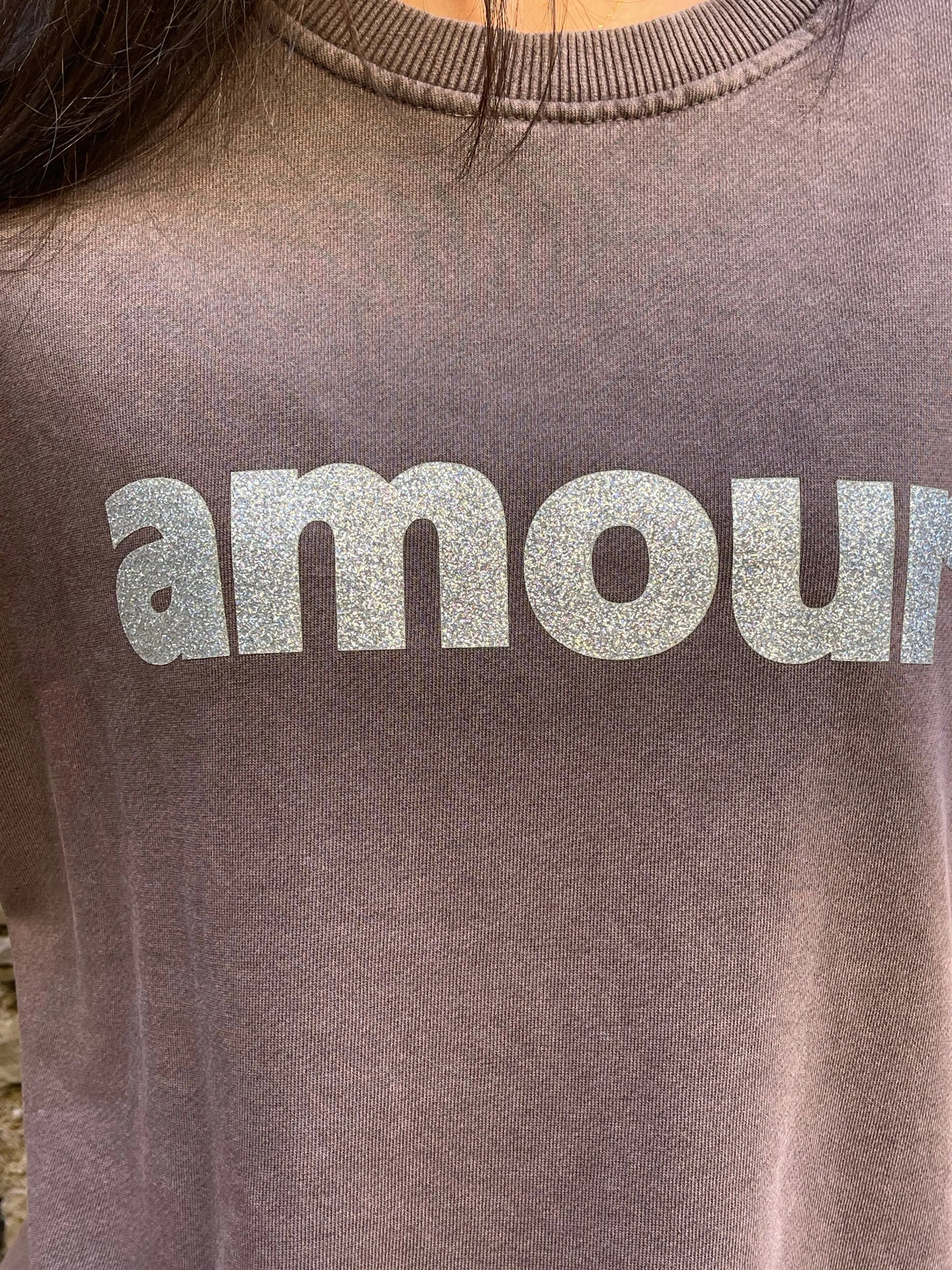 Sweat AMOUR - Violet délavé Marguerite