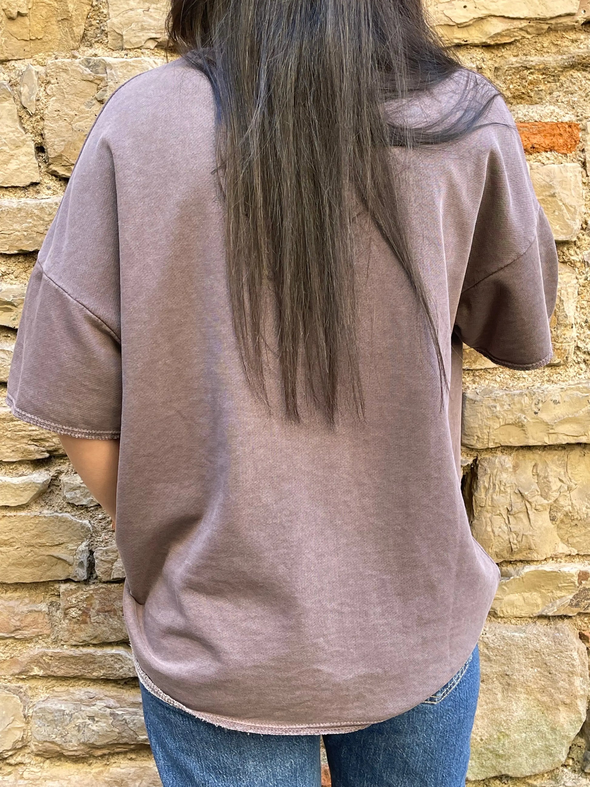 Sweat AMOUR - Violet délavé Marguerite