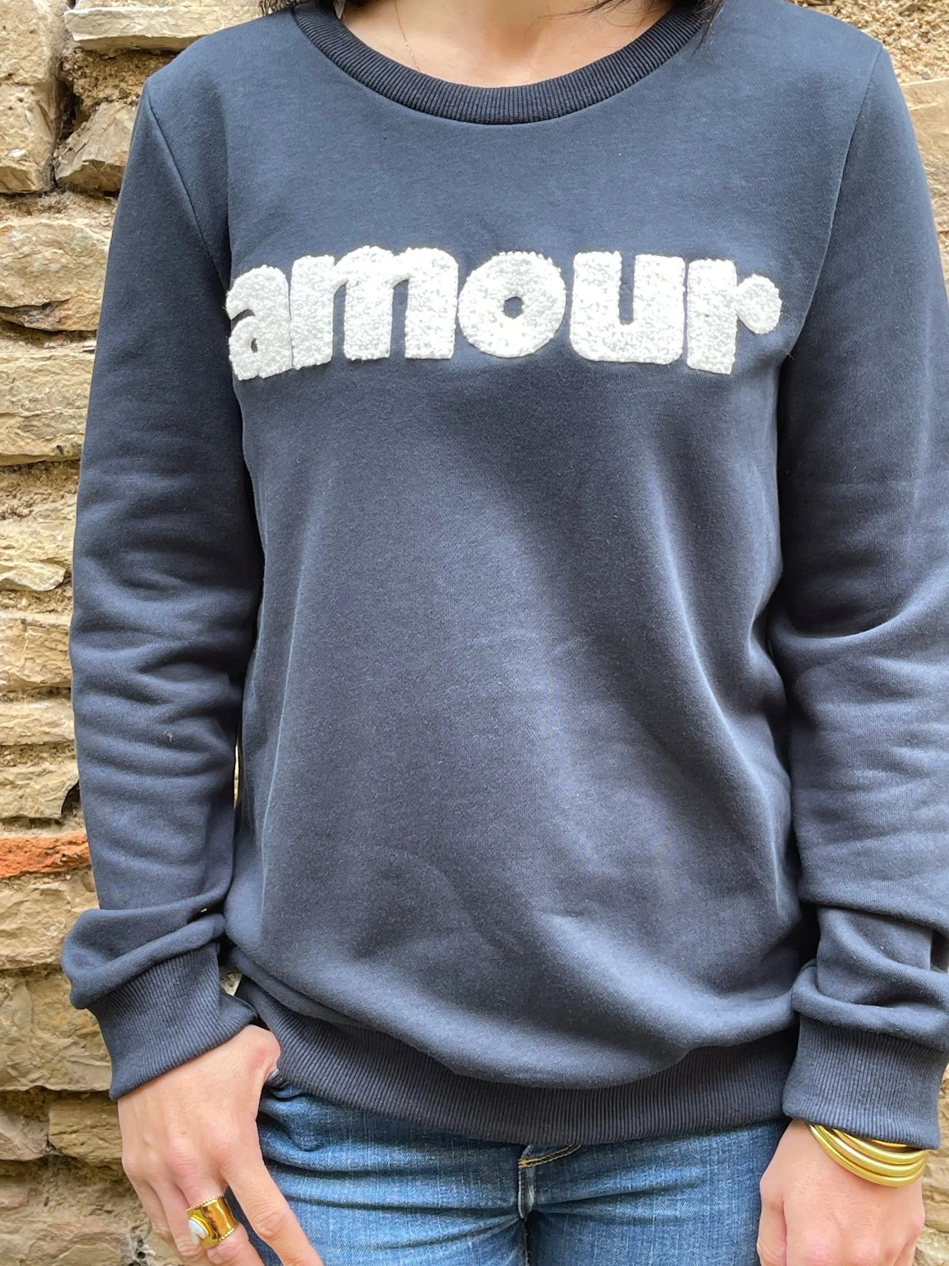 Sweat AMOUR bleu marine Marguerite