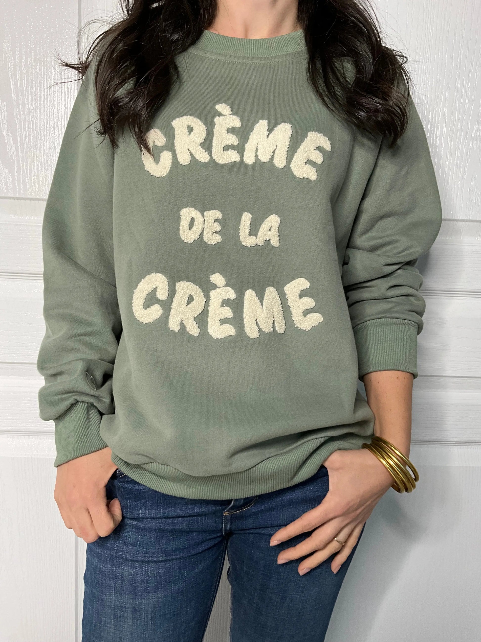 Sweat CREAM - Vert sauge Marguerite