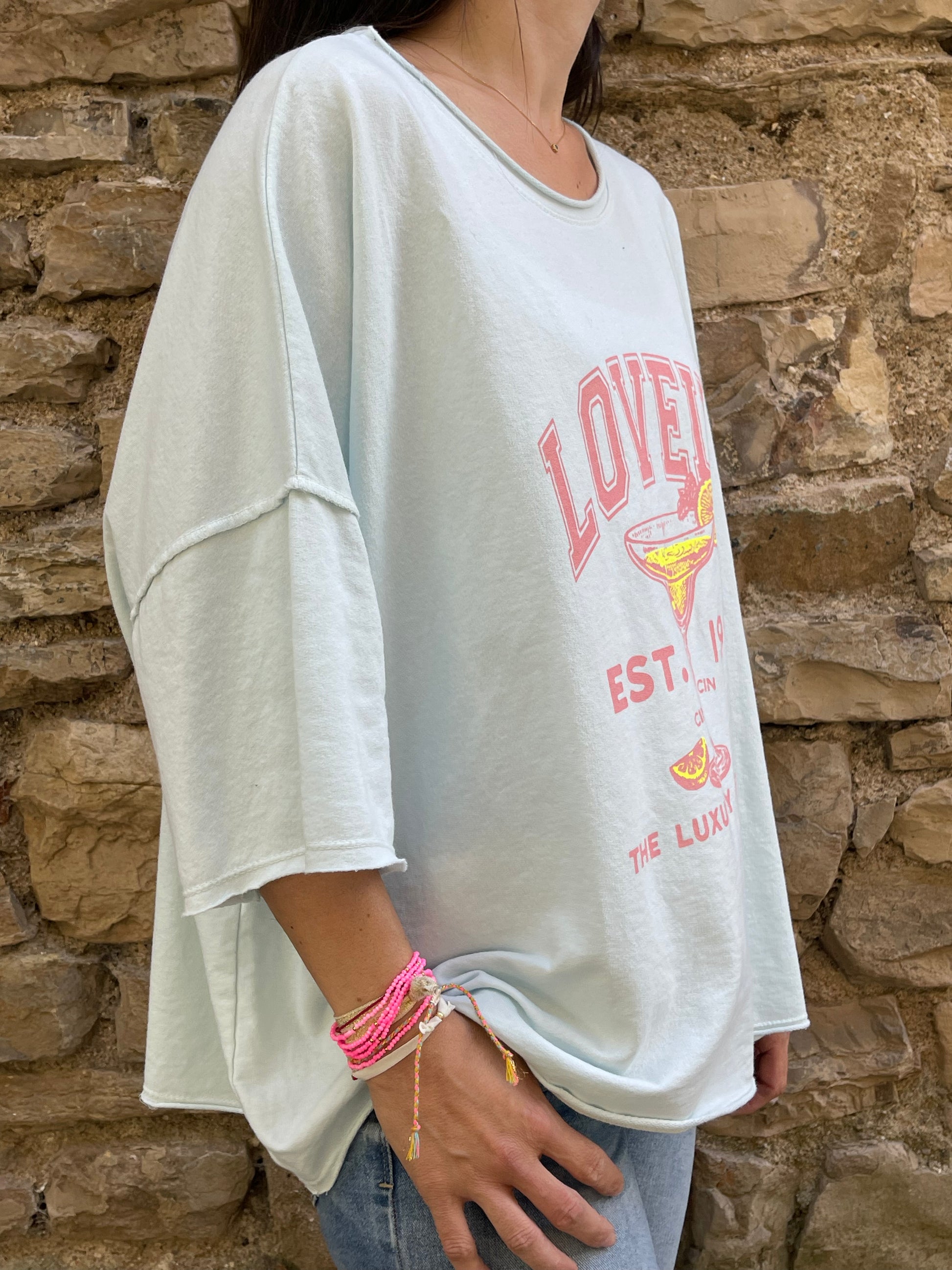 Sweat LOVELY - Bleu ciel Marguerite