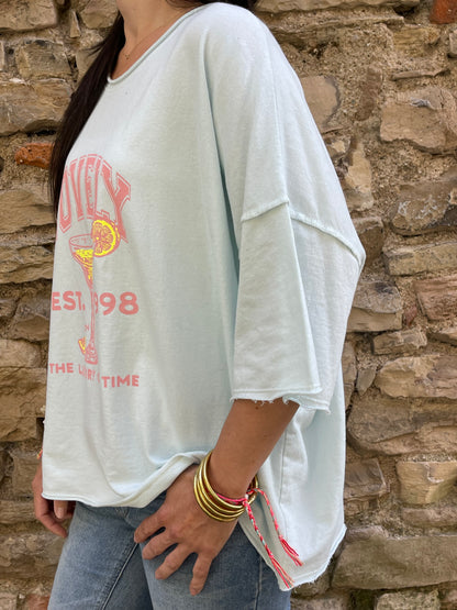 Sweat LOVELY - Bleu ciel Marguerite