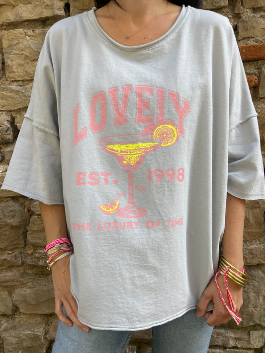 Sweat LOVELY - Gris clair Marguerite