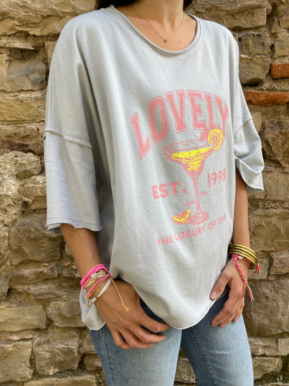 Sweat LOVELY - Gris clair Marguerite