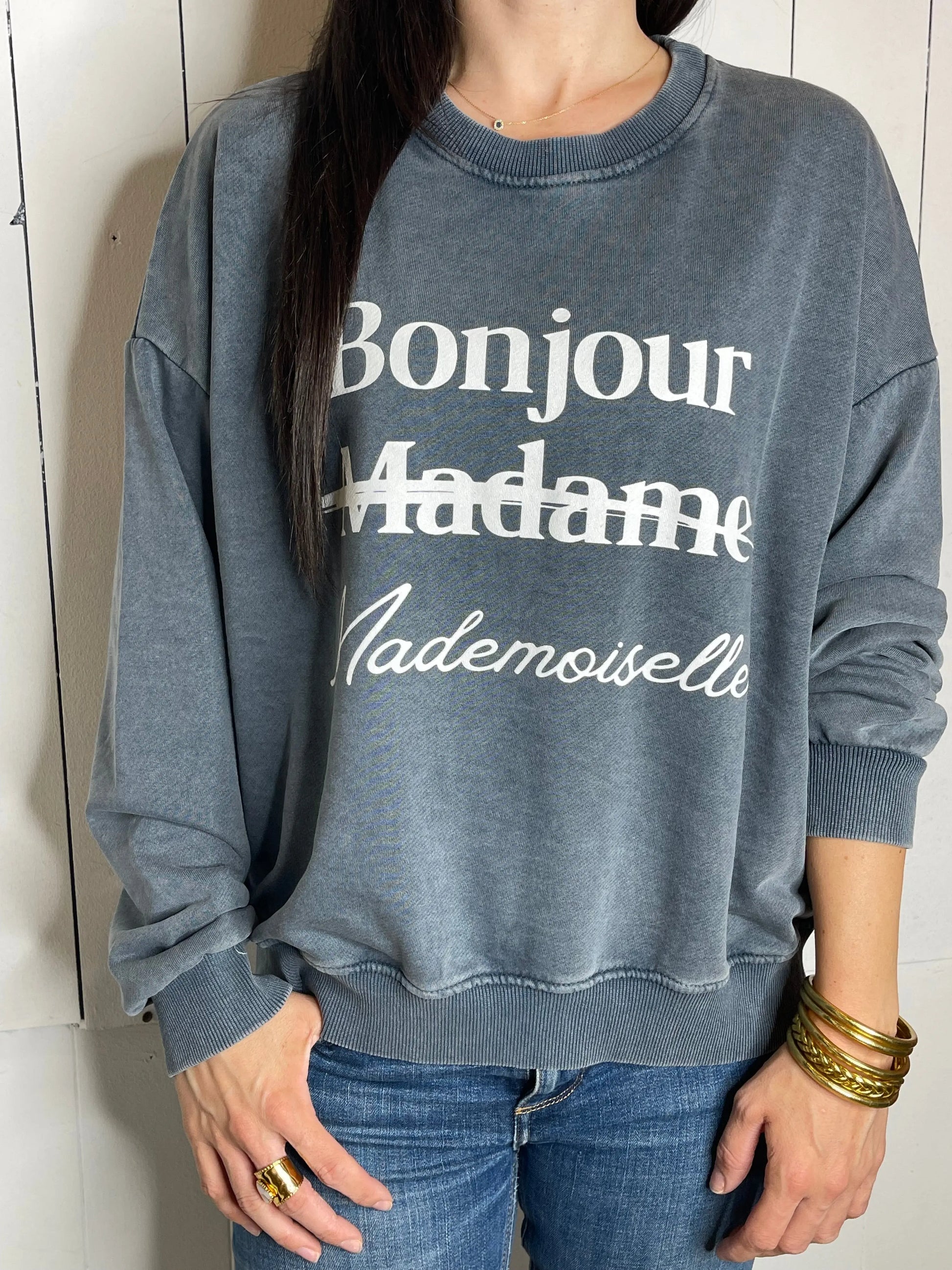 Sweat MADAME - Bleu délavé Marguerite