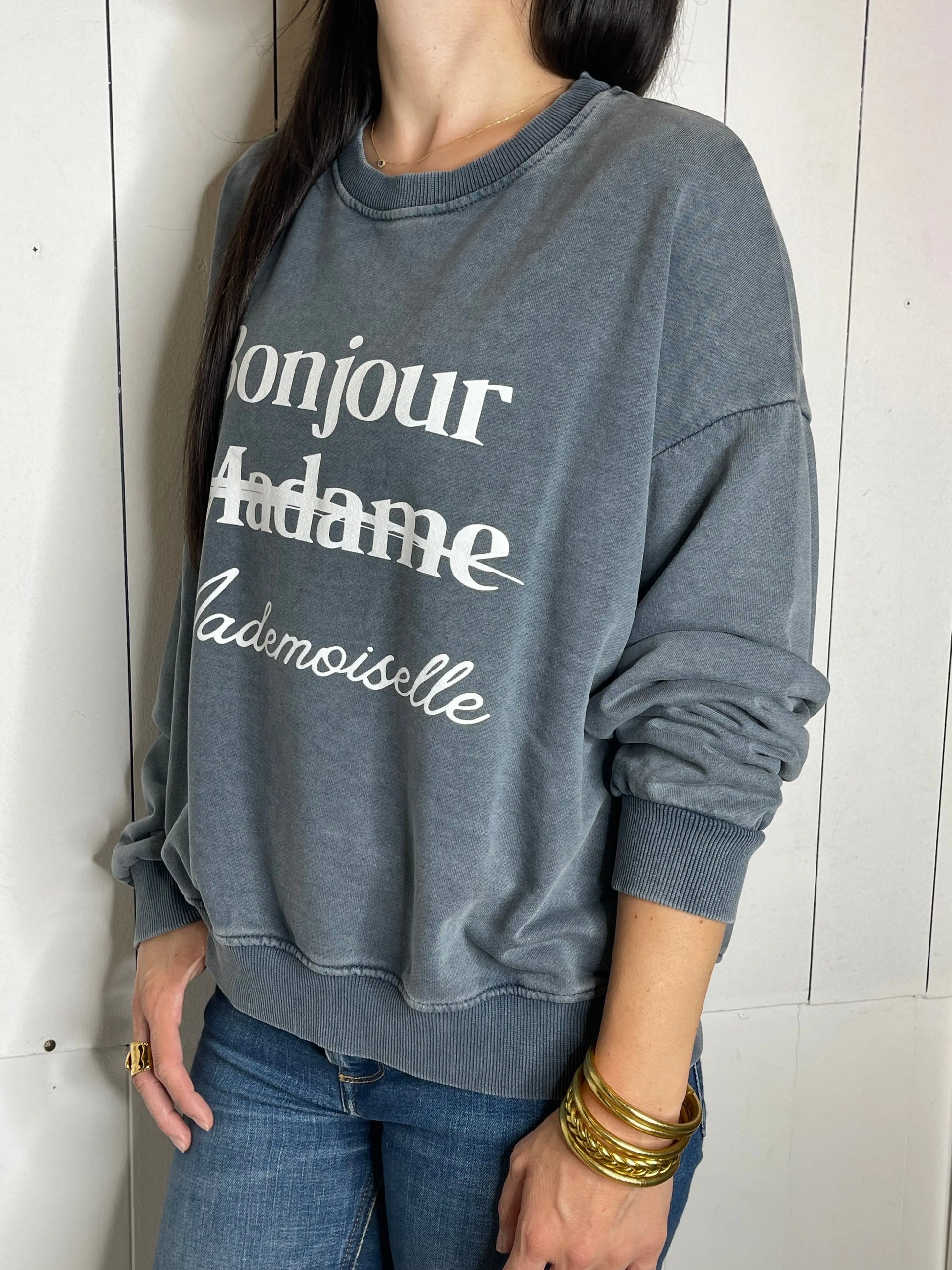 Sweat MADAME - Bleu délavé Marguerite