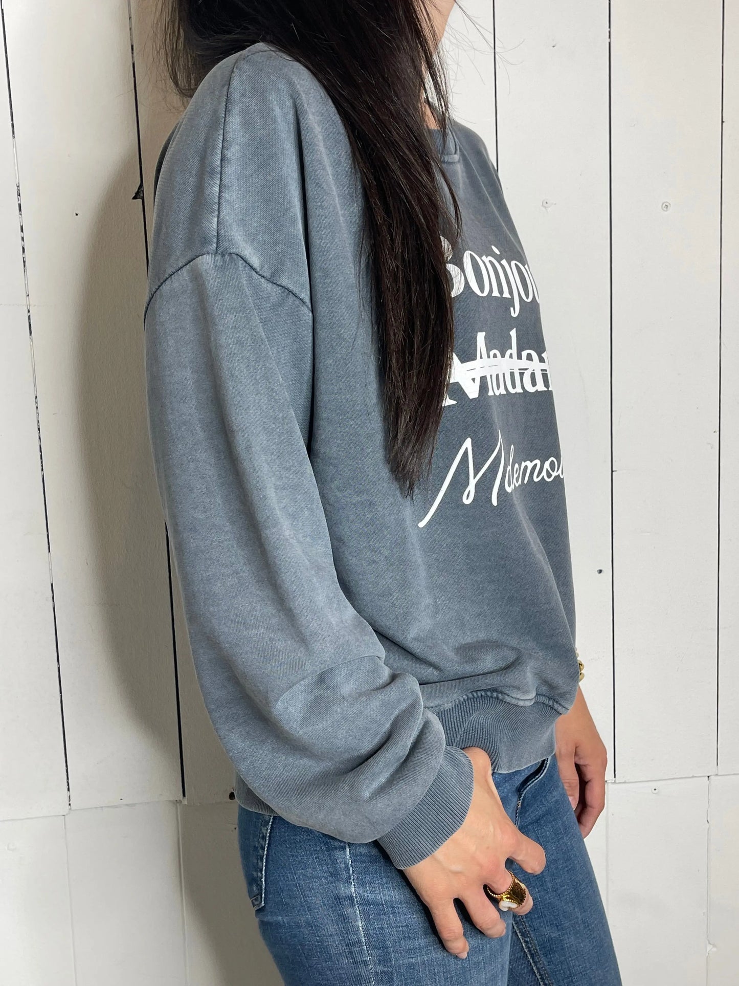 Sweat MADAME - Bleu délavé Marguerite