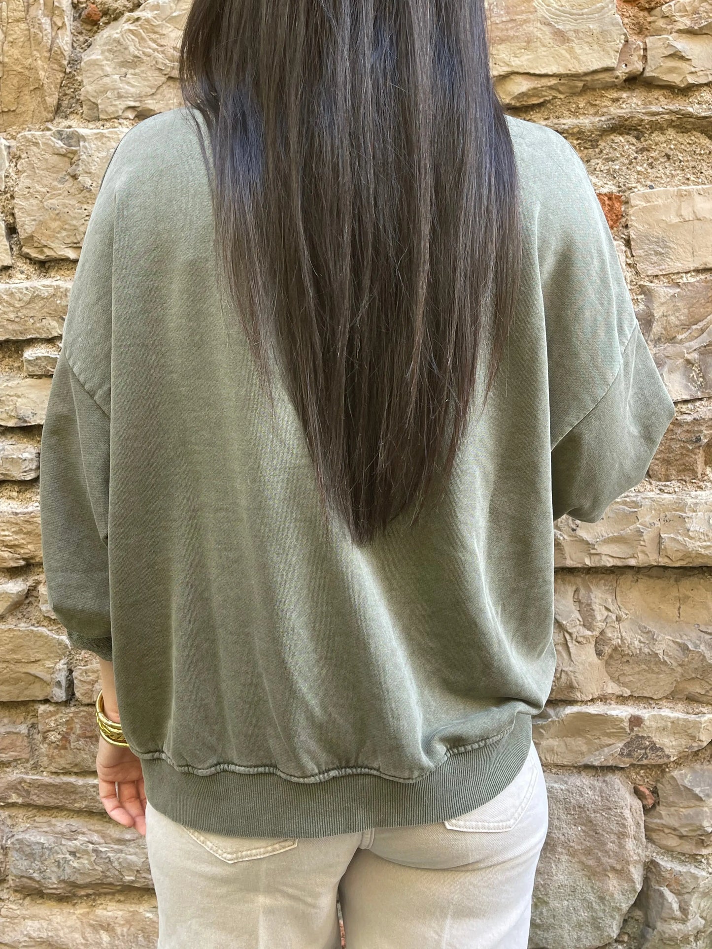 Sweat MADAME - Kaki délavé Marguerite