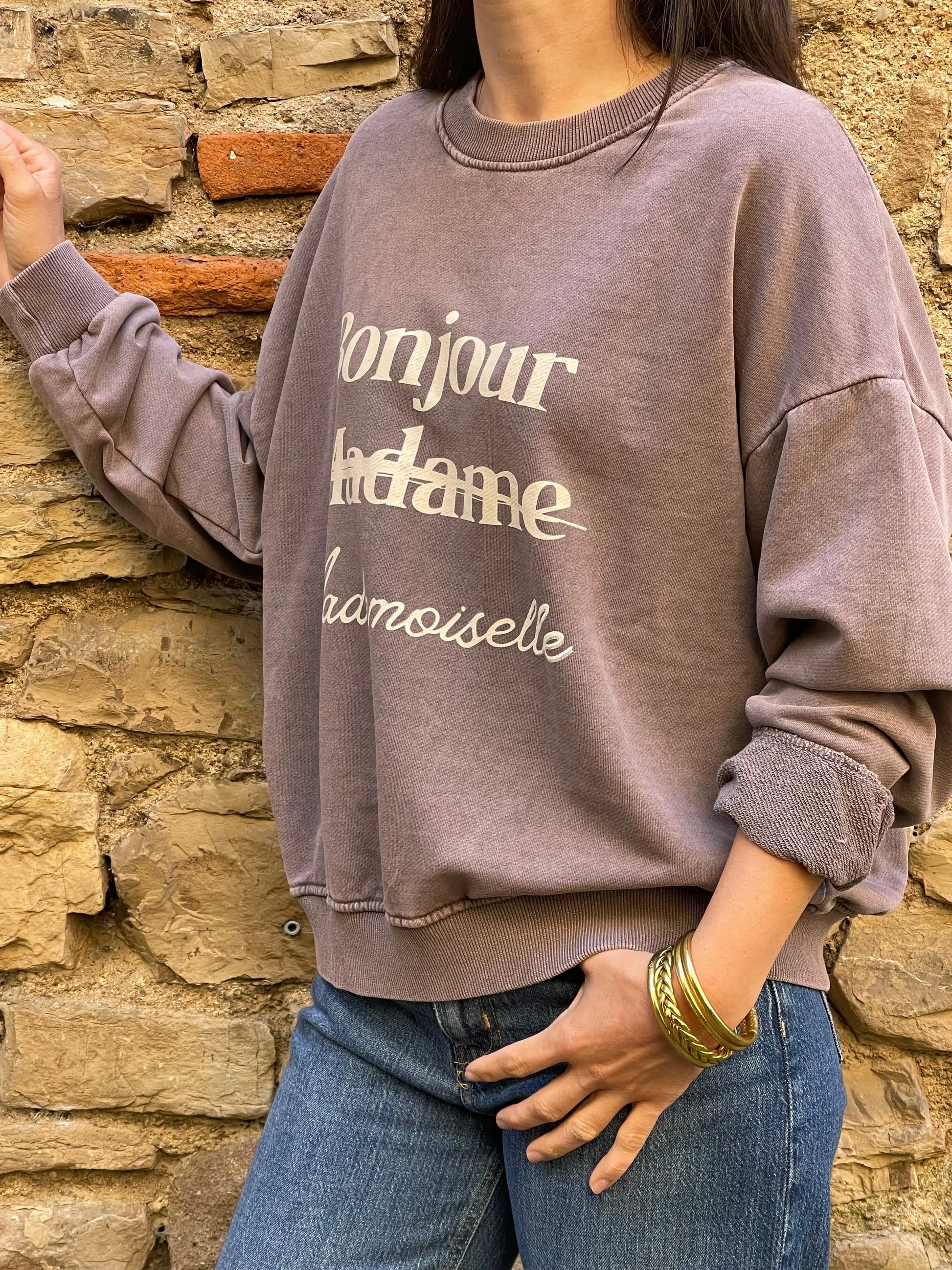 Sweat MADAME - Violet délavé Marguerite