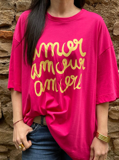 T-shirt AMOR - Fuchsia Marguerite