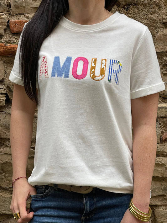 T-shirt AMOUR - Blanc cassé Marguerite