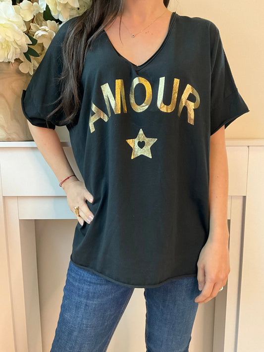 T-shirt AMOUR noir Marguerite