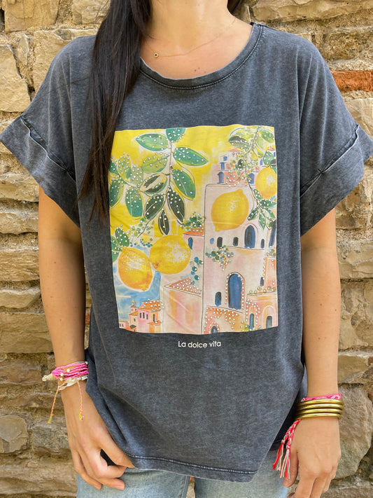 T-shirt DOLCE VITA - Gris délavé Marguerite